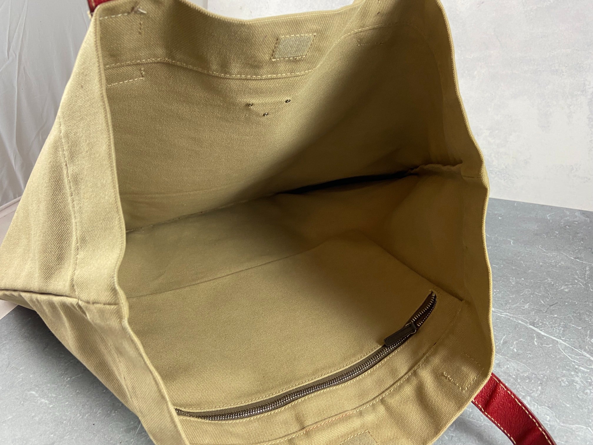 Prada Canapa Hand / Tote Bag Beige & Red