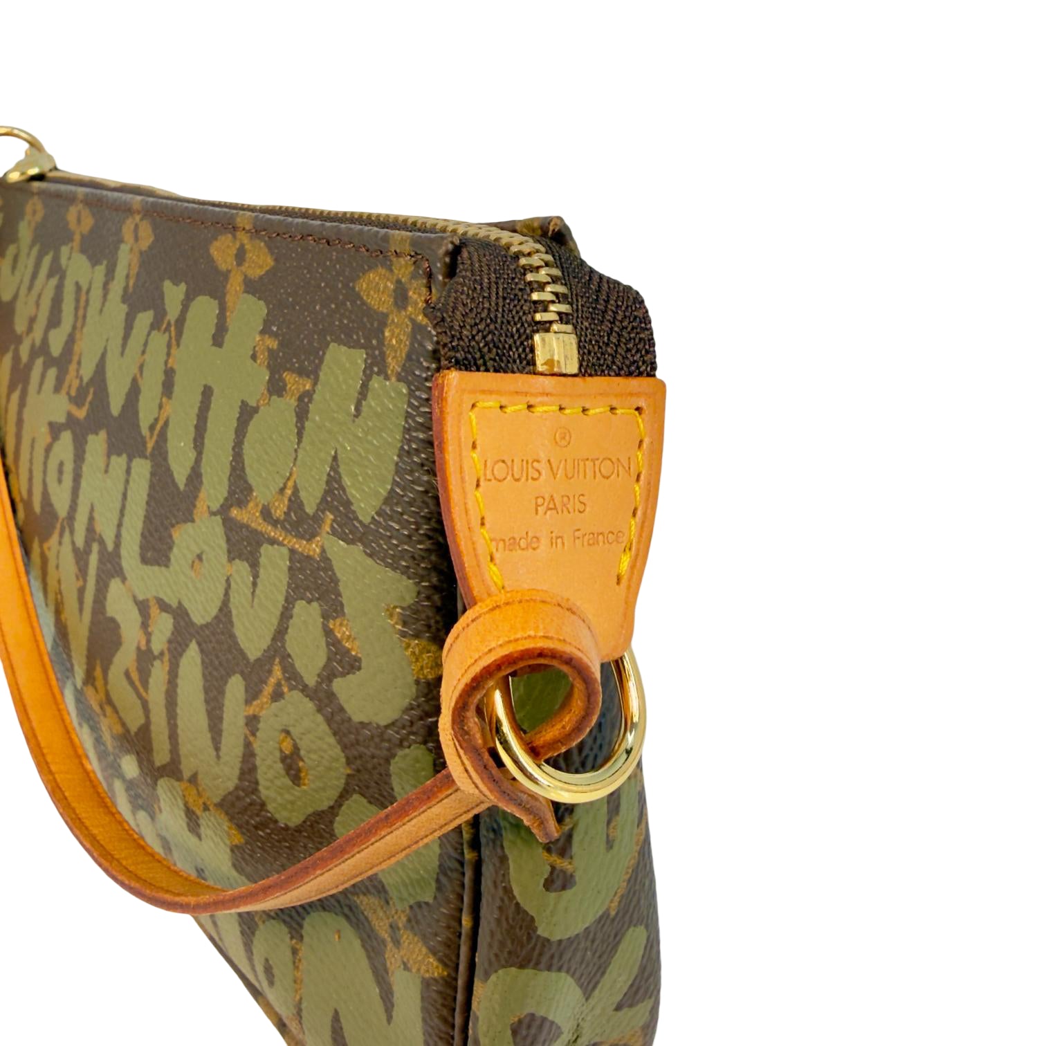 Louis Vuitton Pochette Accessoires Graffiti Grün x Braun Monogram Canvas