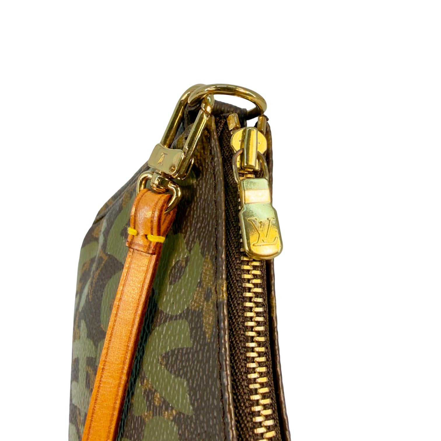 Louis Vuitton Pochette Accessoires Graffiti Grün x Braun Monogram Canvas