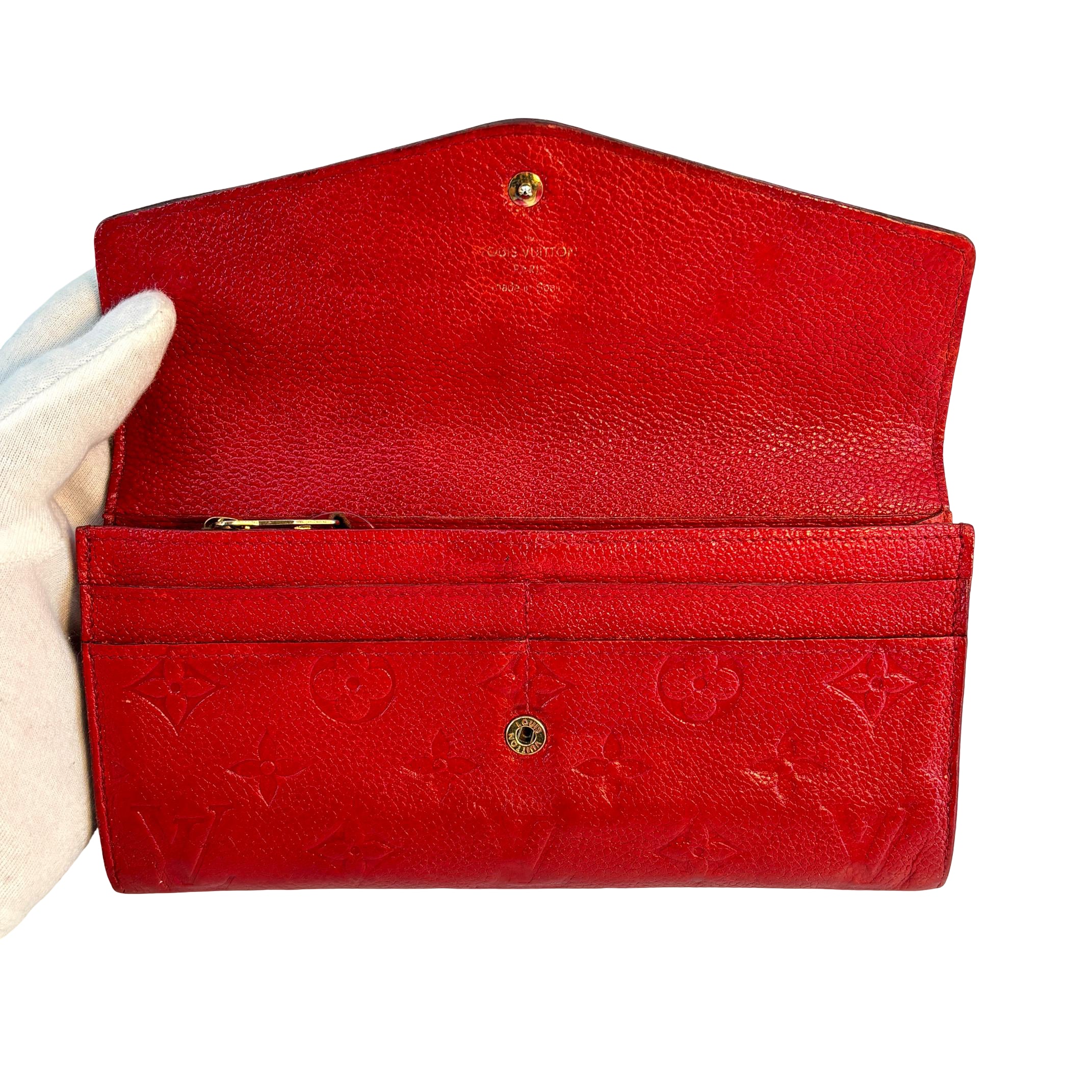 Louis Vuitton Sarah Wallet Red Empreinte Leather