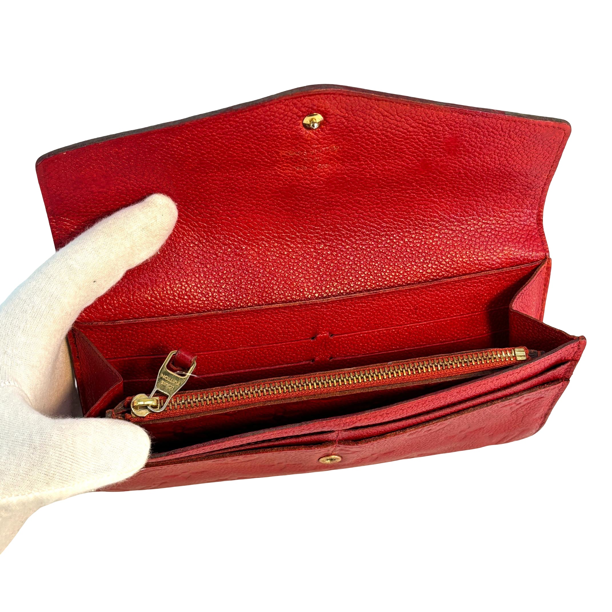 Louis Vuitton Sarah Wallet Red Empreinte Leather