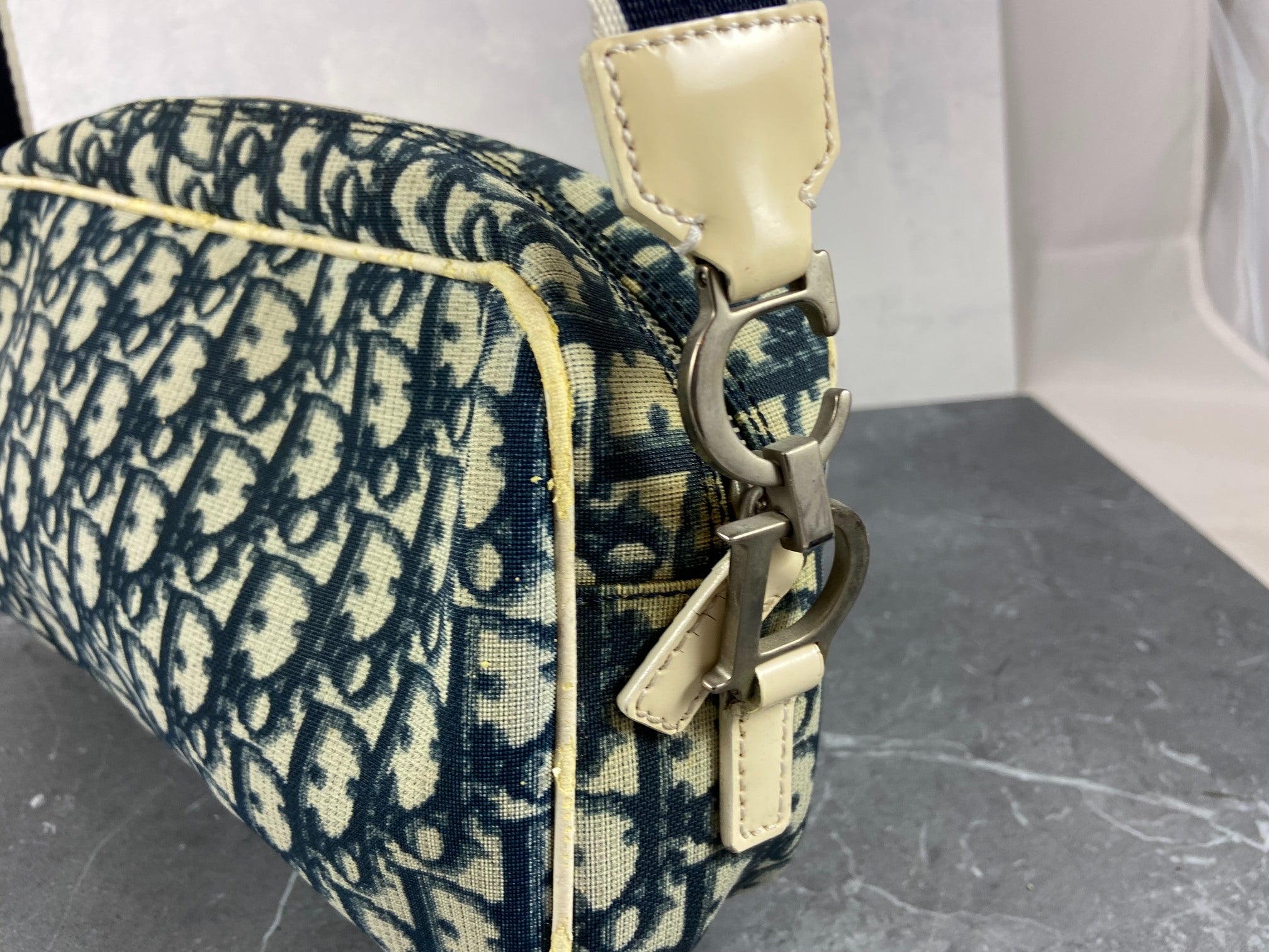 Christian Dior No. 2 Trotter Monogram Shoulder Bag Blue Trotter Monogram