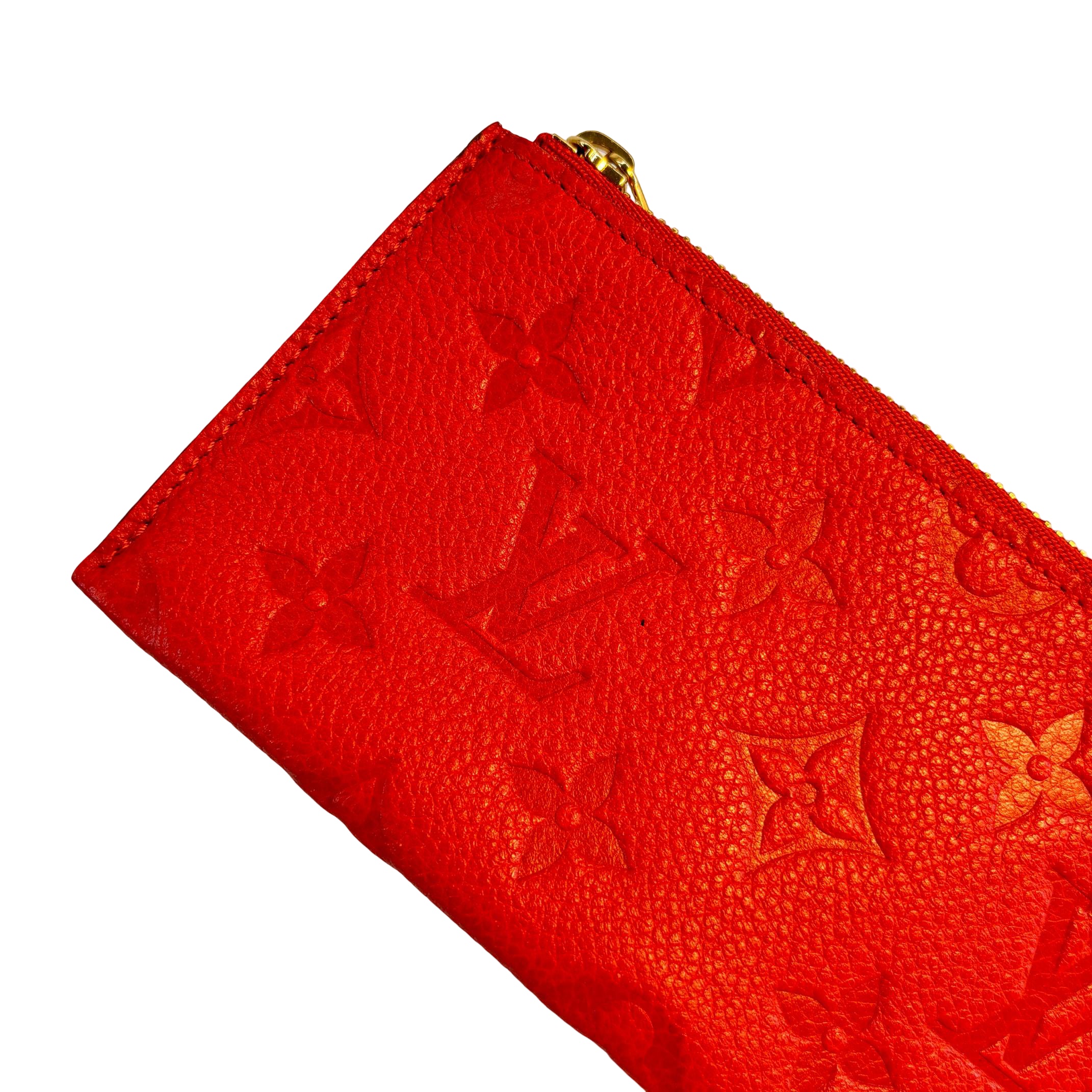 Louis Vuitton Zip Pouch Red Monogram Empreinte Leather