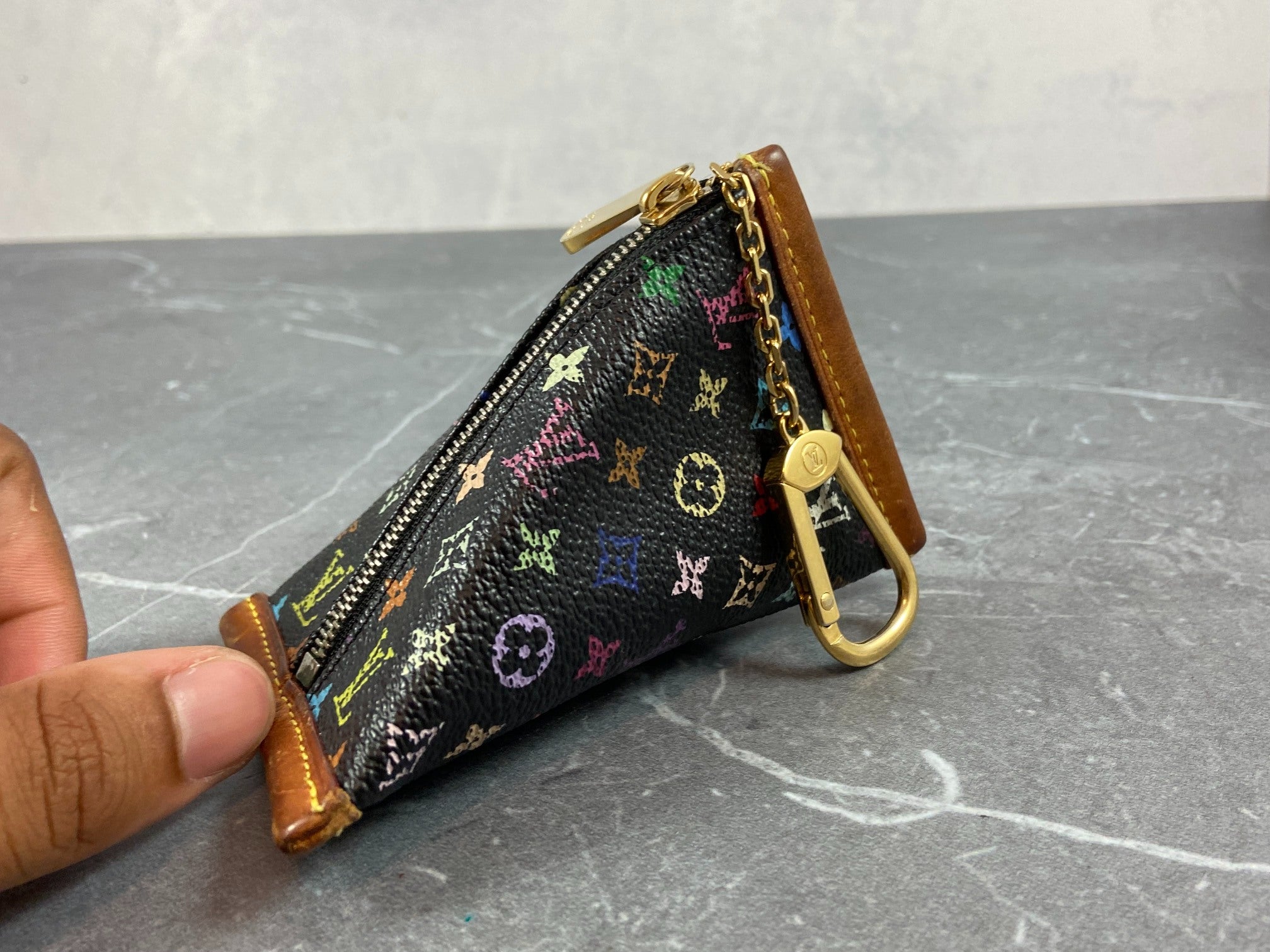 Louis Vuitton Berlingo Pochette Cles Key Pouch Murakami Multicolor Black