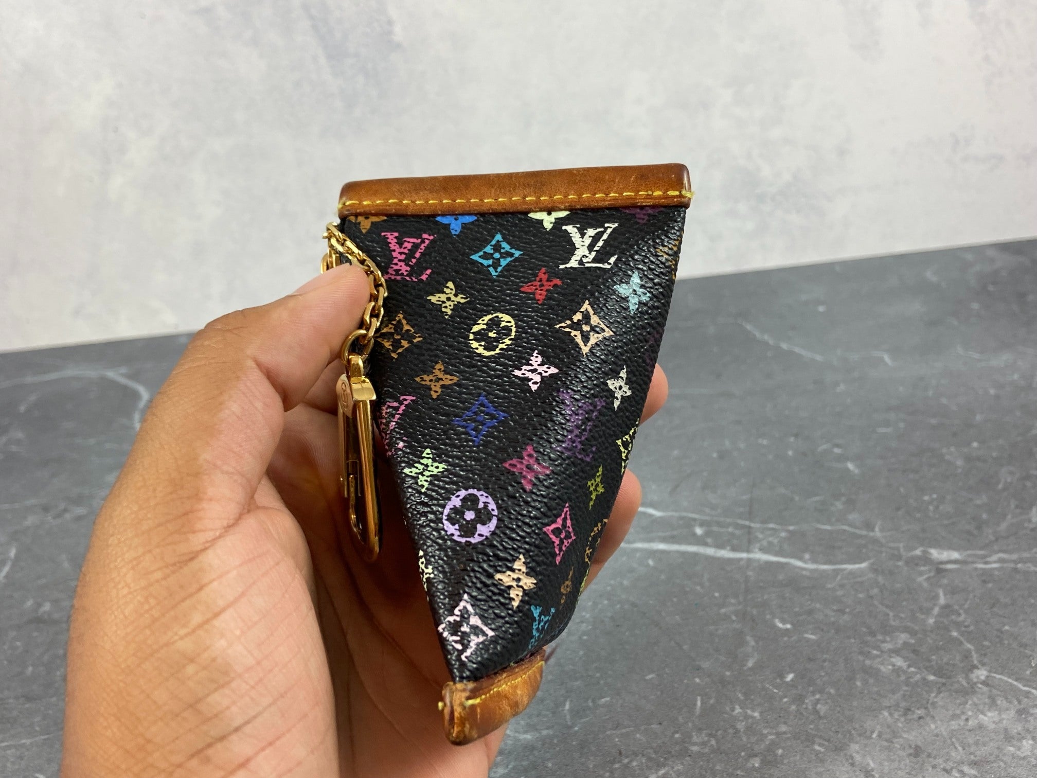 Louis Vuitton Berlingo Pochette Cles Key Pouch Murakami Multicolor Black
