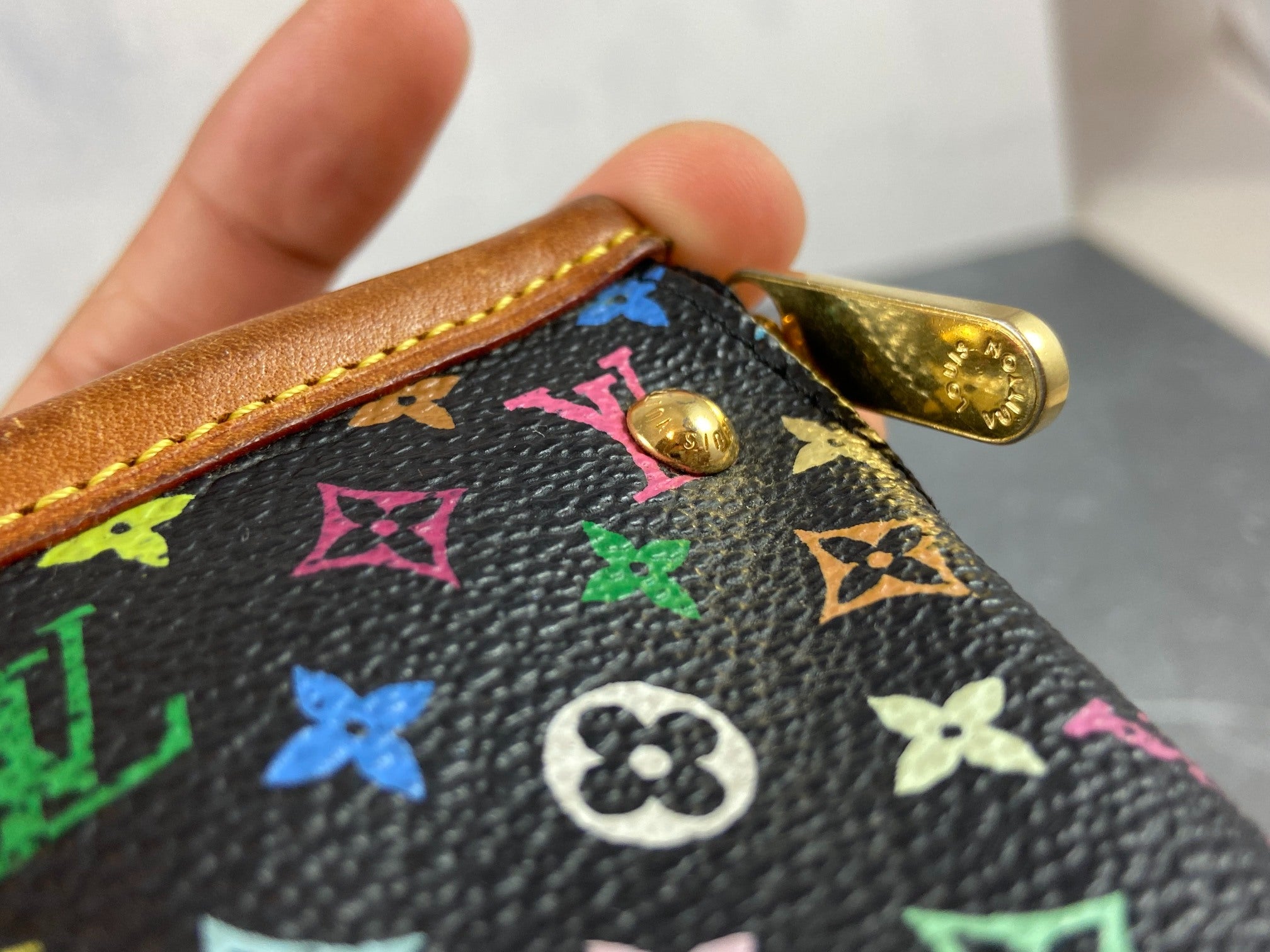Louis Vuitton Berlingo Pochette Cles Key Pouch Murakami Multicolor Black