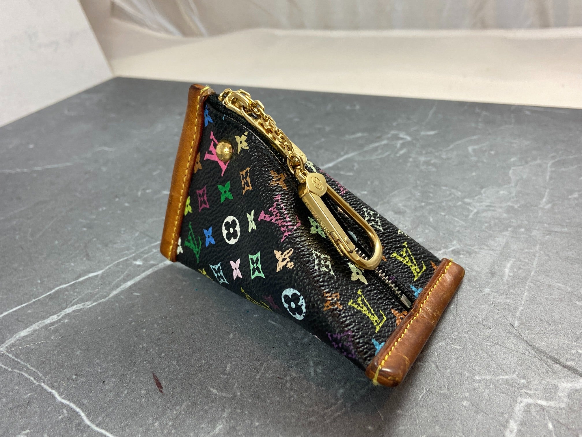 Louis Vuitton Berlingo Pochette Cles Key Pouch Murakami Multicolor Black