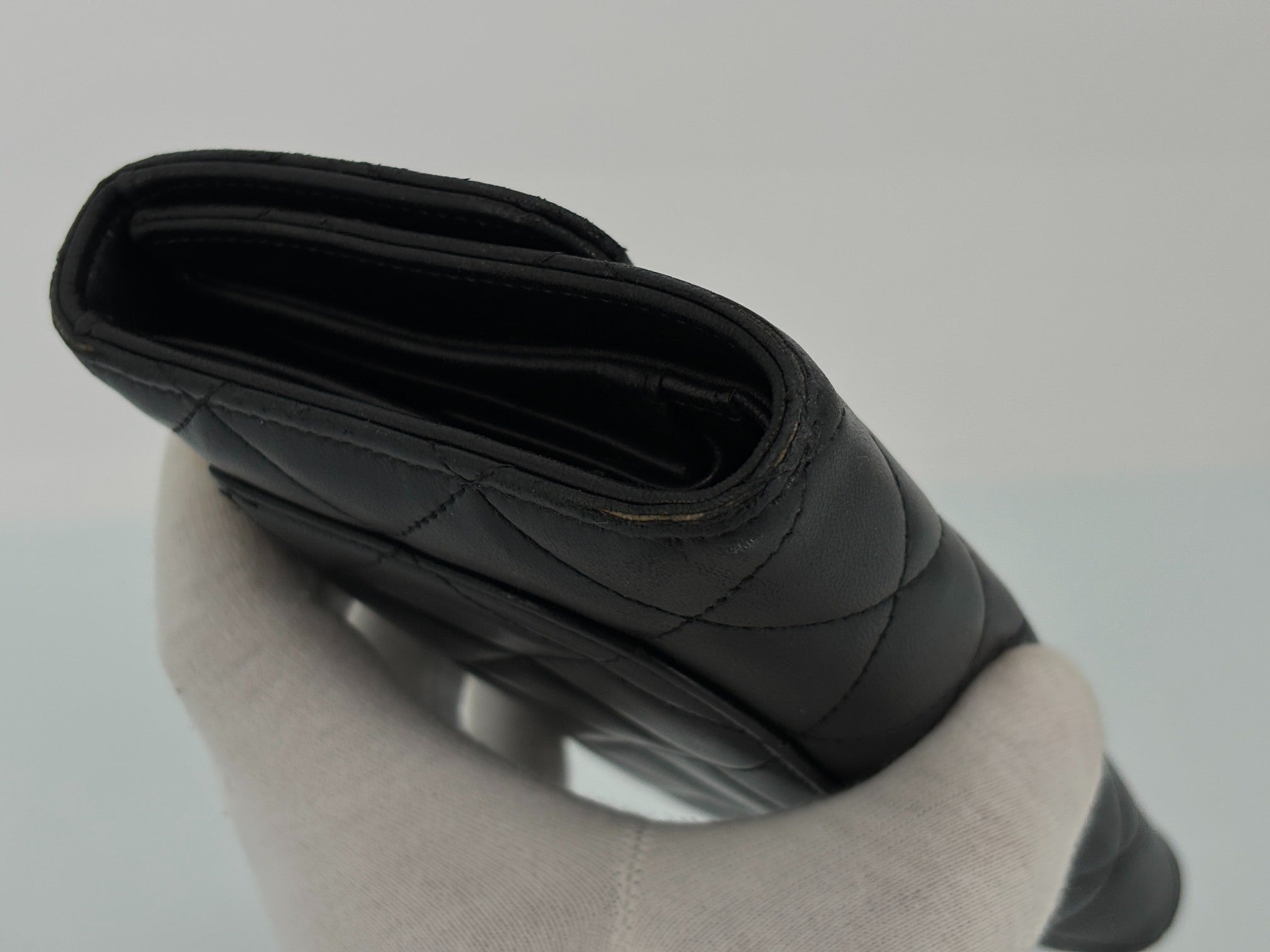 Chanel Timeless / Classic Matelasse Flap Wallet Black Leather