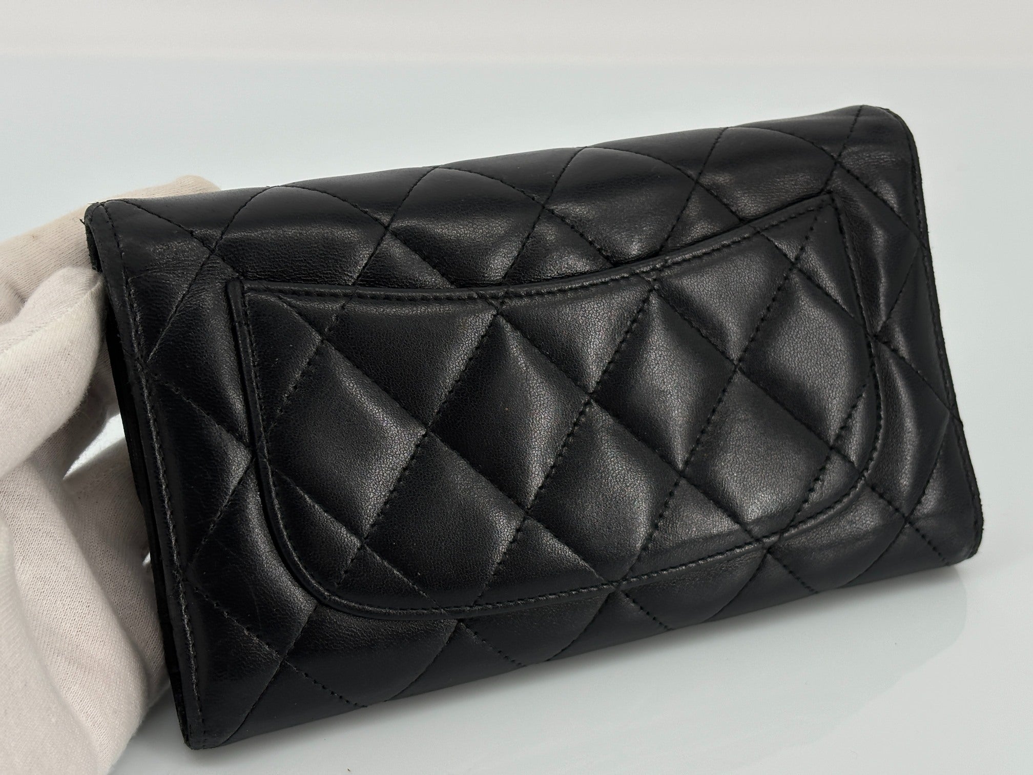 Chanel Timeless / Classic Matelasse Flap Wallet Black Leather
