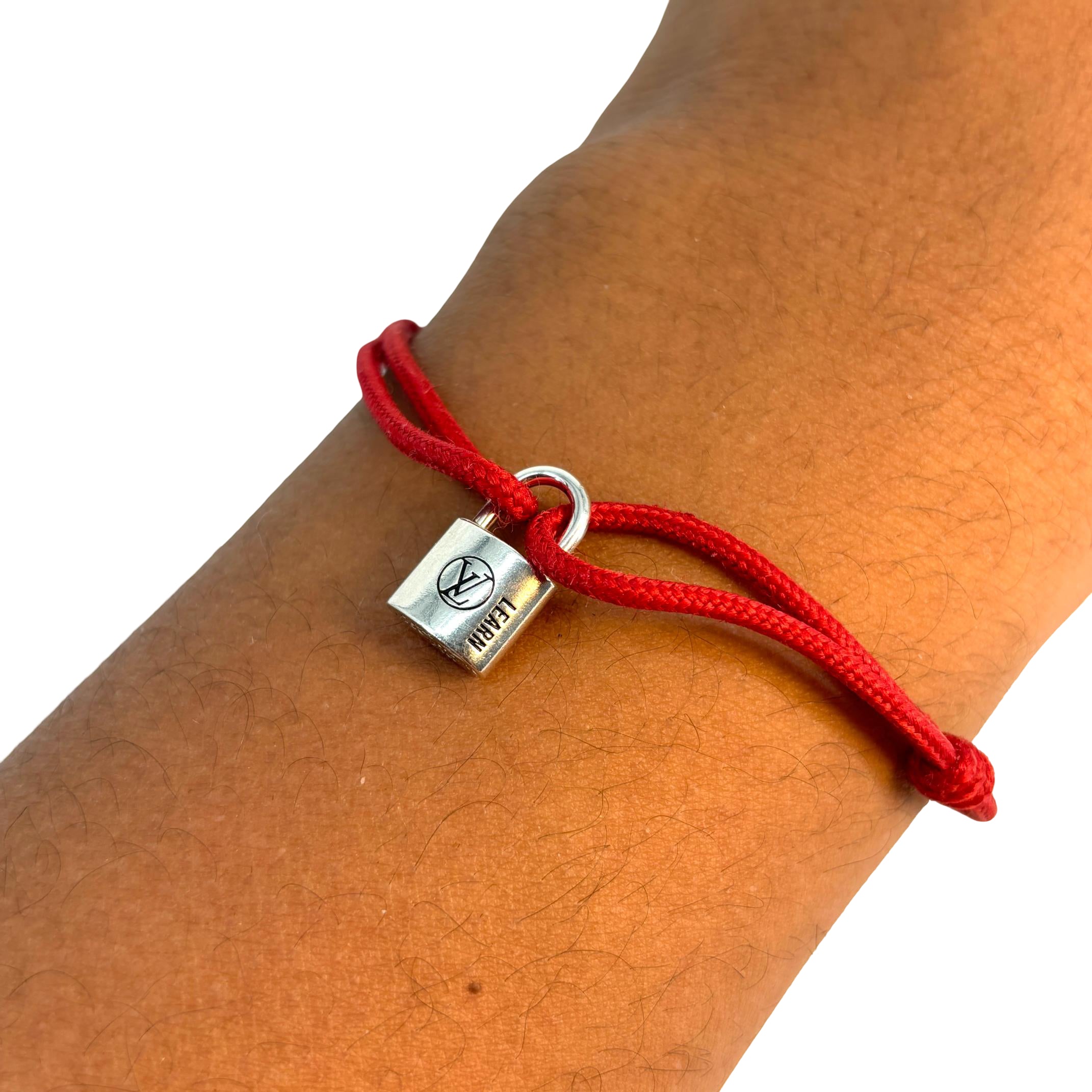 Louis Vuitton Lockit Bracelet 925 Silver Red Cord