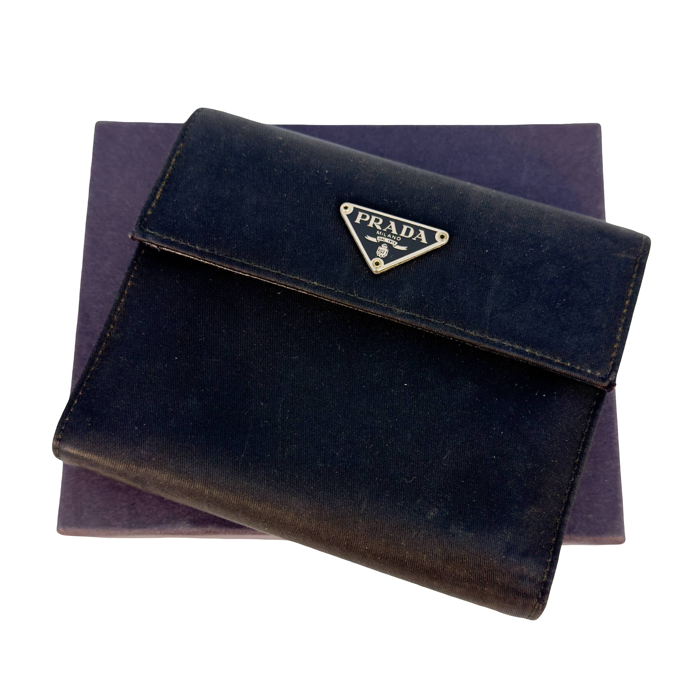 Prada Tri-Fold Wallet Schwarz Nylon