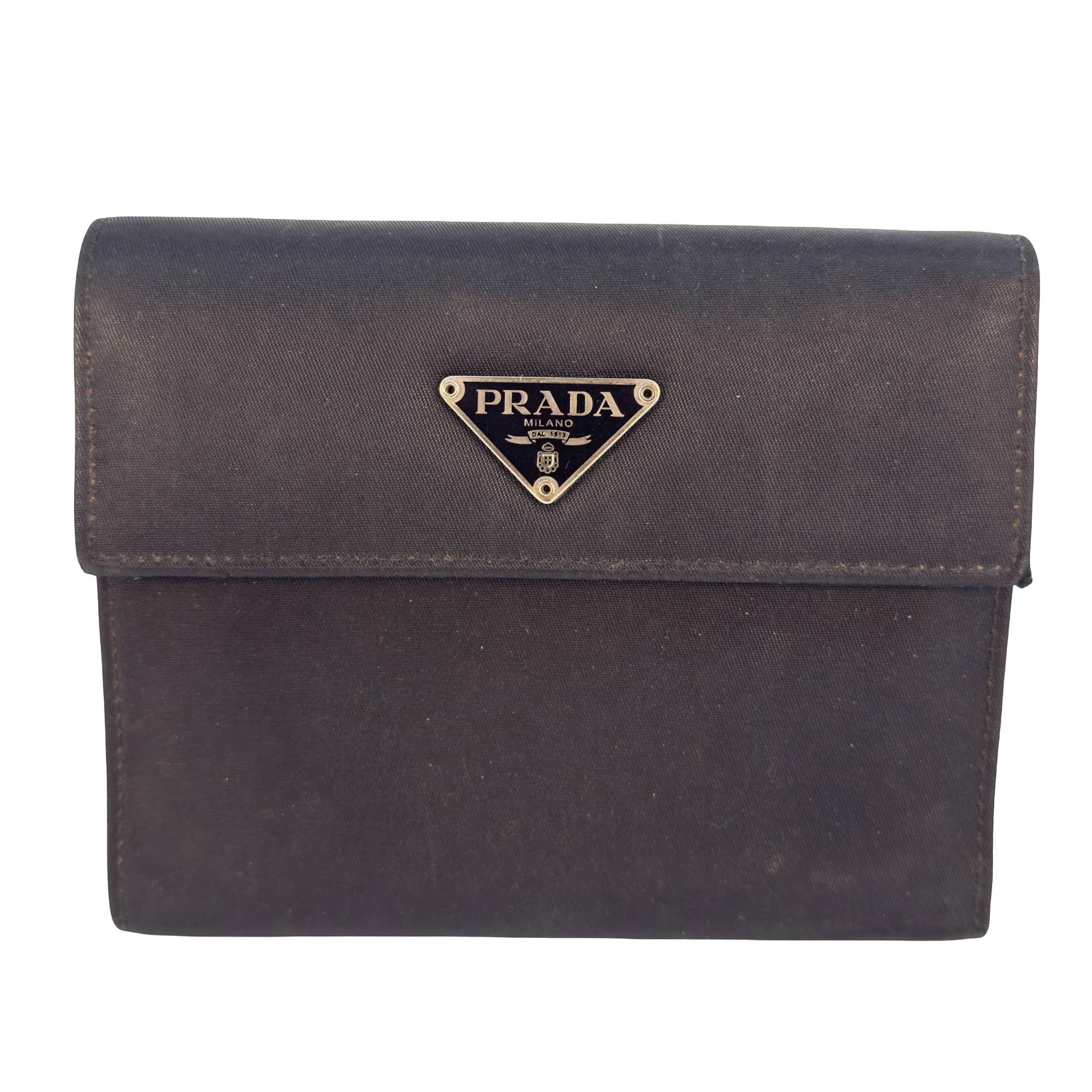 Prada Tri-Fold Wallet Schwarz Nylon