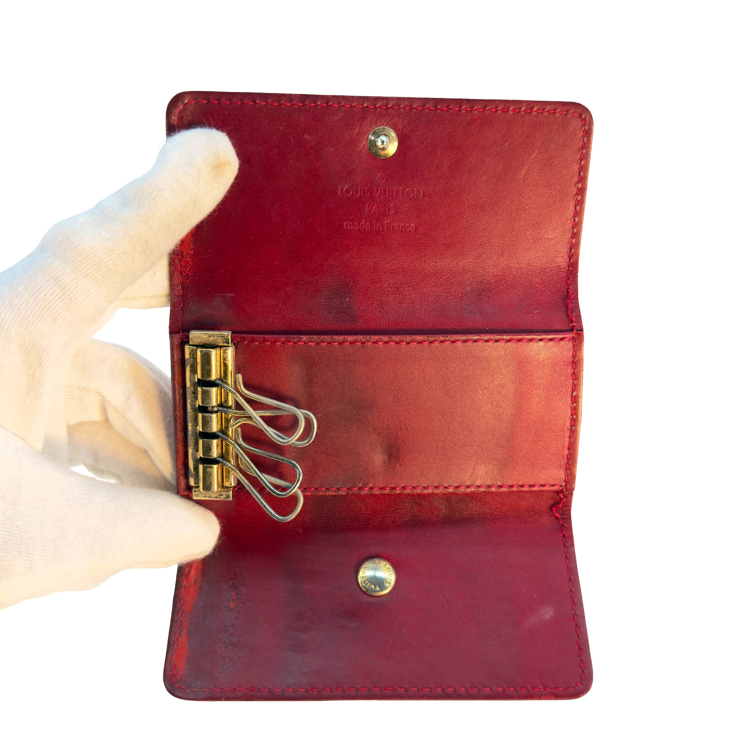 Louis Vuitton Multiclés Schlüsseletui Rot Vernis Leder