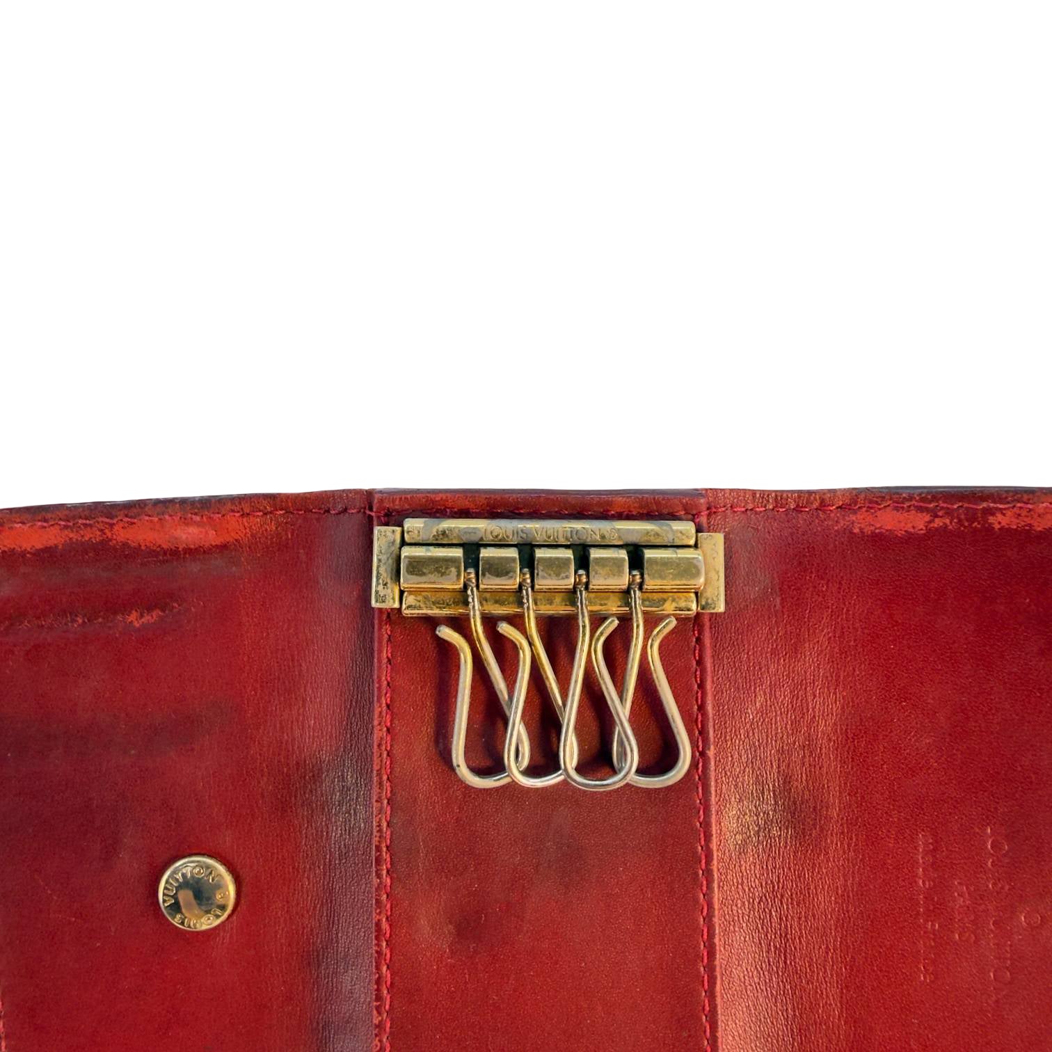 Louis Vuitton Multiclés Schlüsseletui Rot Vernis Leder