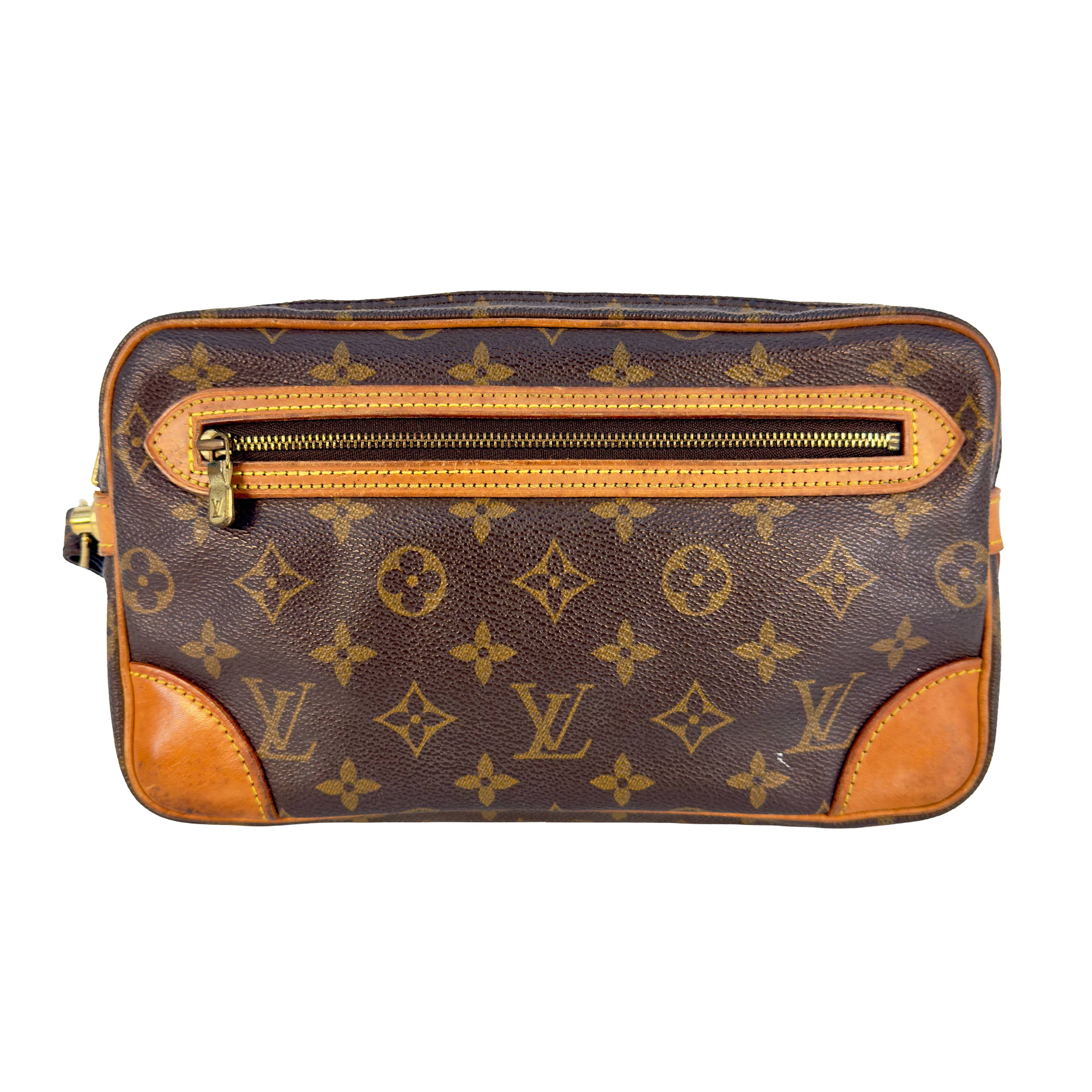 Louis Vuitton Pochette Marly Dragonne Clutch Braun Monogram Canvas