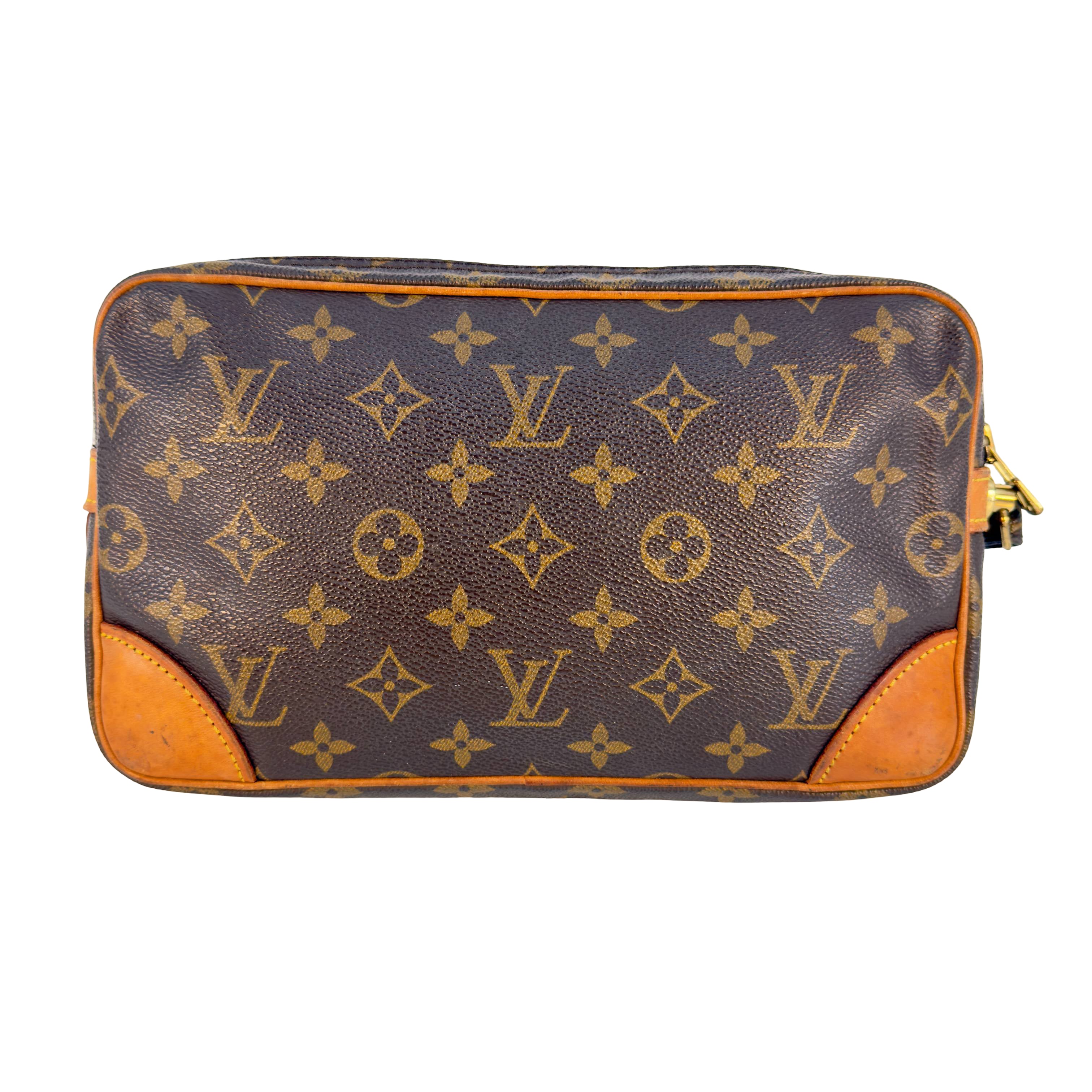 Louis Vuitton Pochette Marly Dragonne Clutch Braun Monogram Canvas