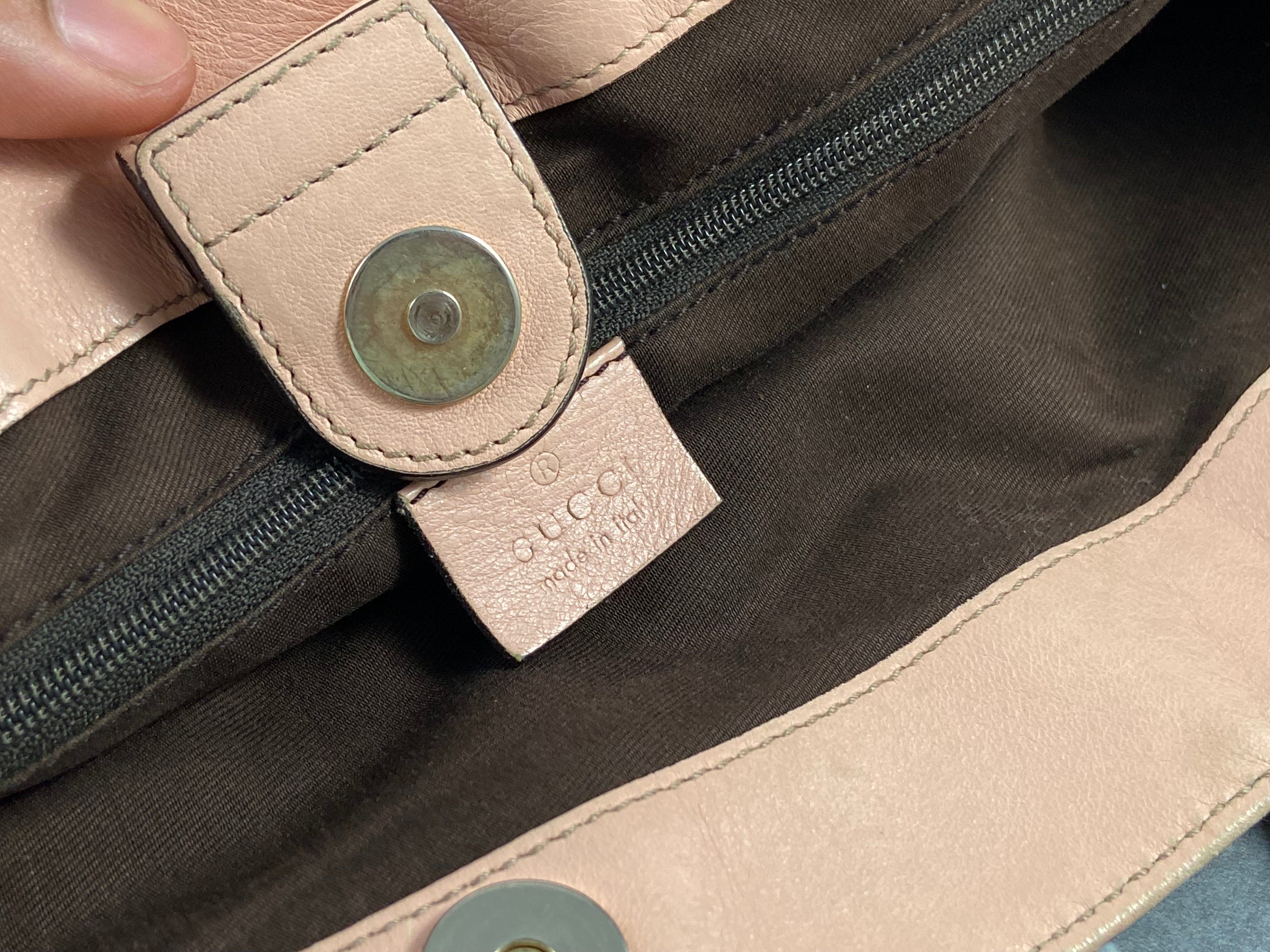 Gucci Handbag Beige GG Monogram + Pink Leather