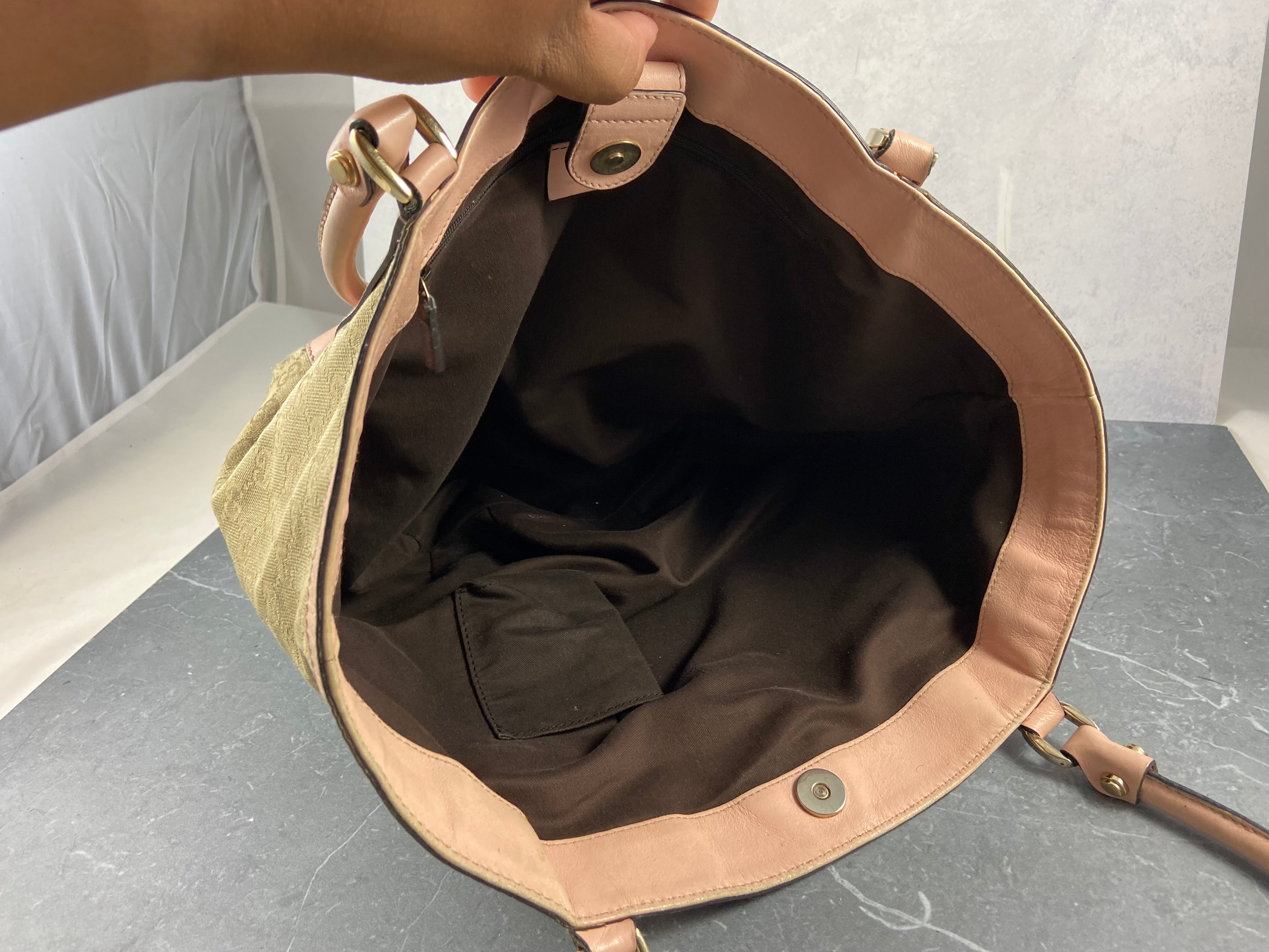 Gucci Handbag Beige GG Monogram + Pink Leather