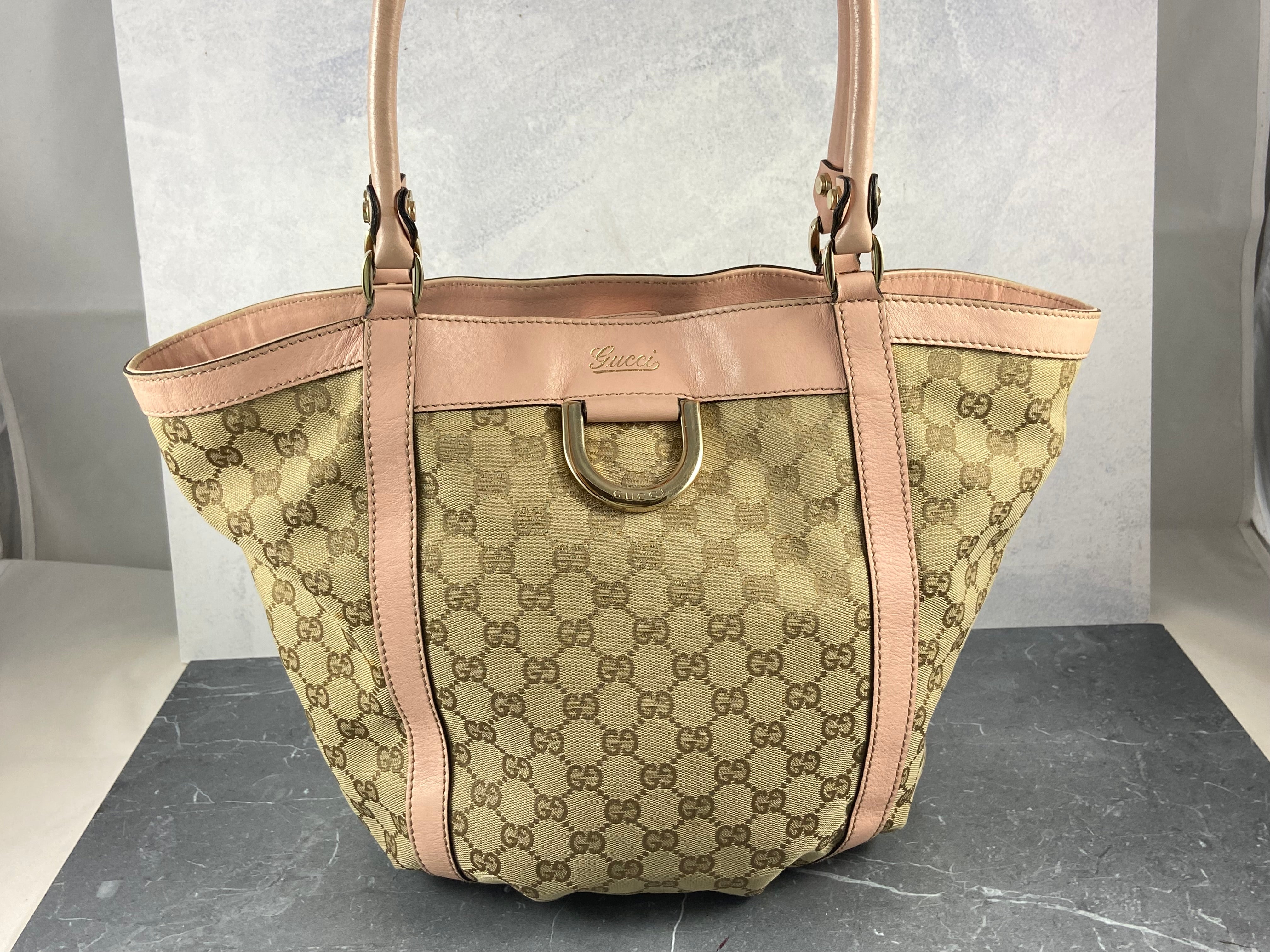Gucci Handbag Beige GG Monogram + Pink Leather
