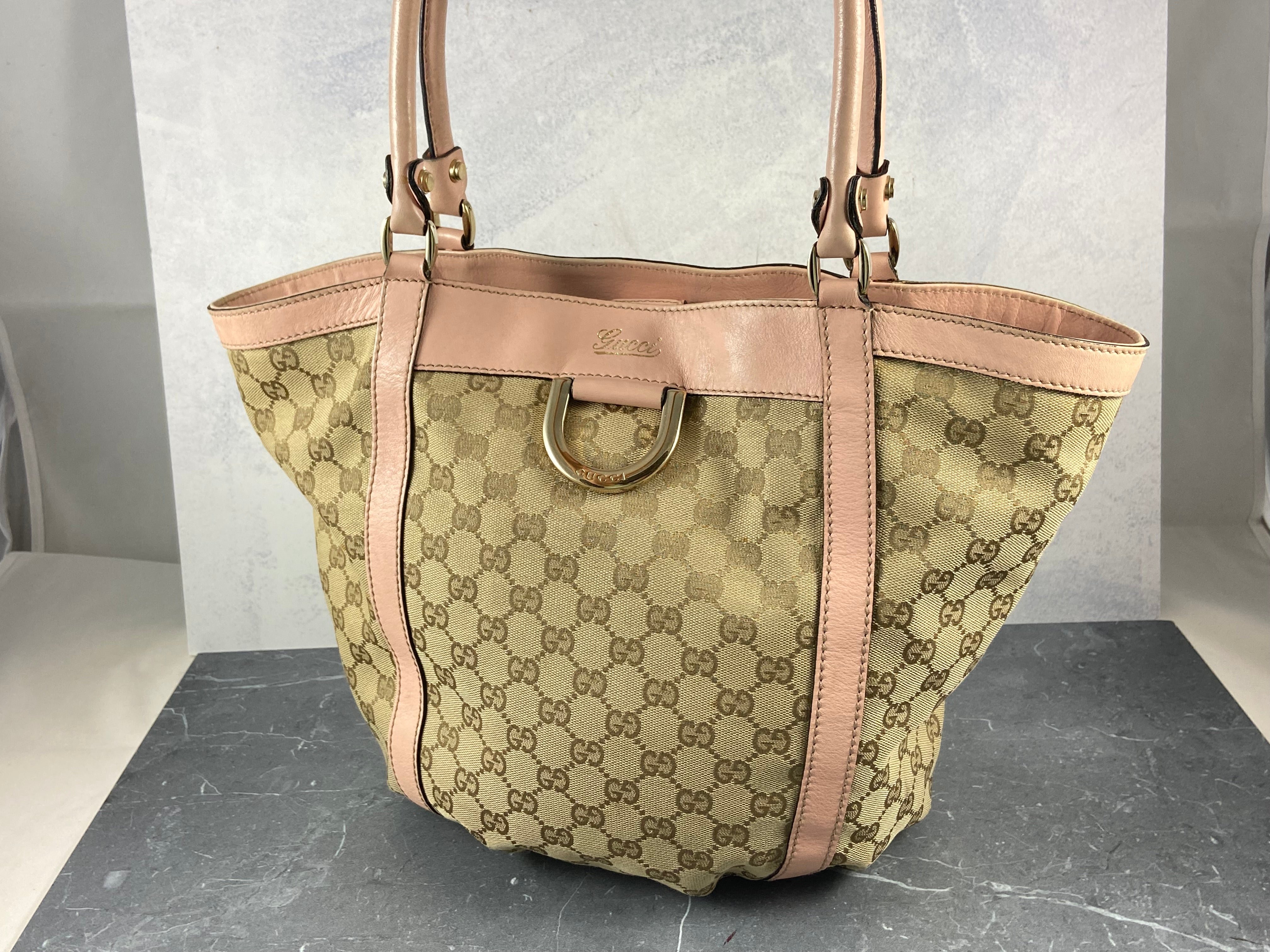Gucci Handbag Beige GG Monogram + Pink Leather