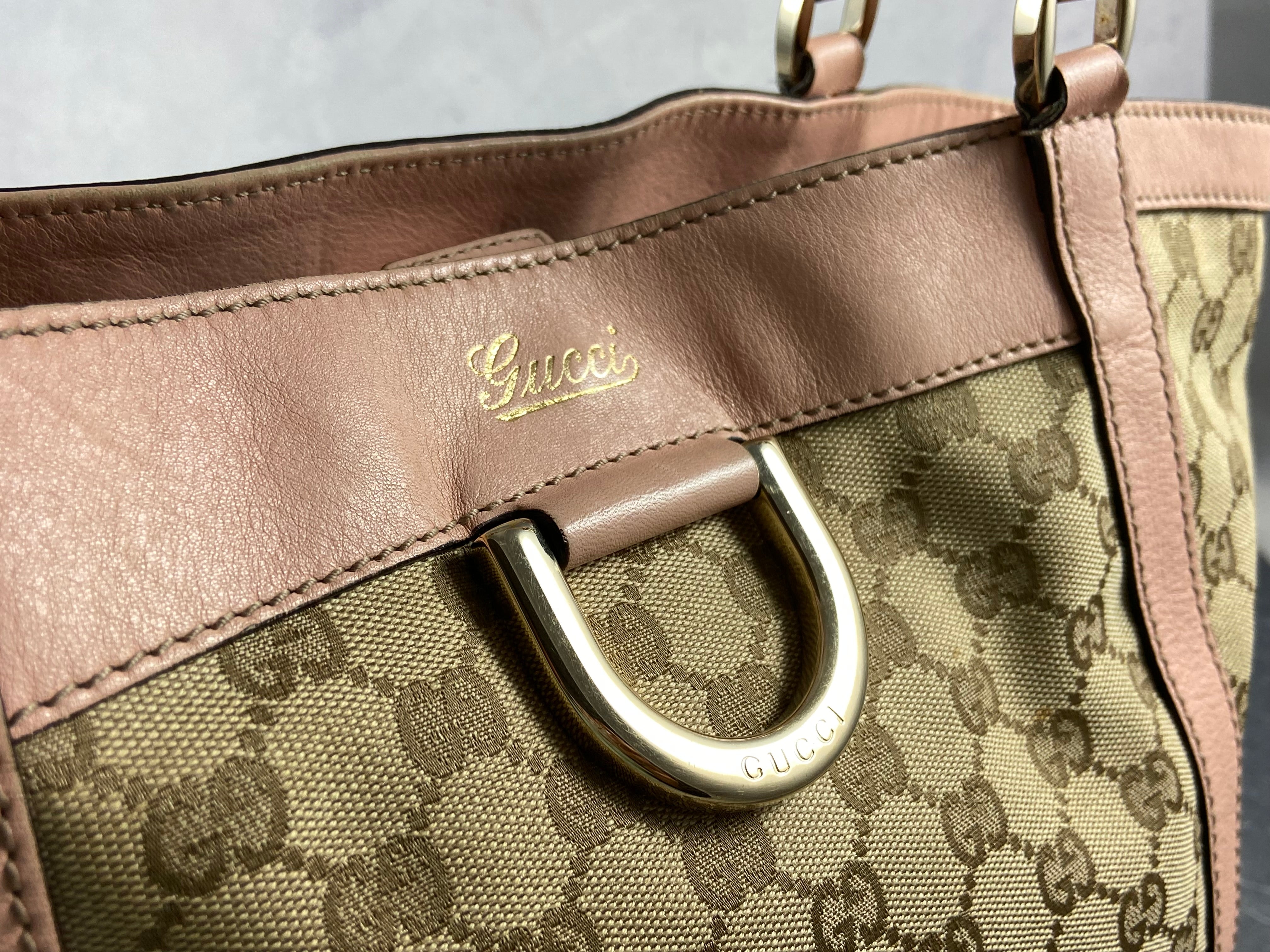 Gucci Handbag Beige GG Monogram + Pink Leather
