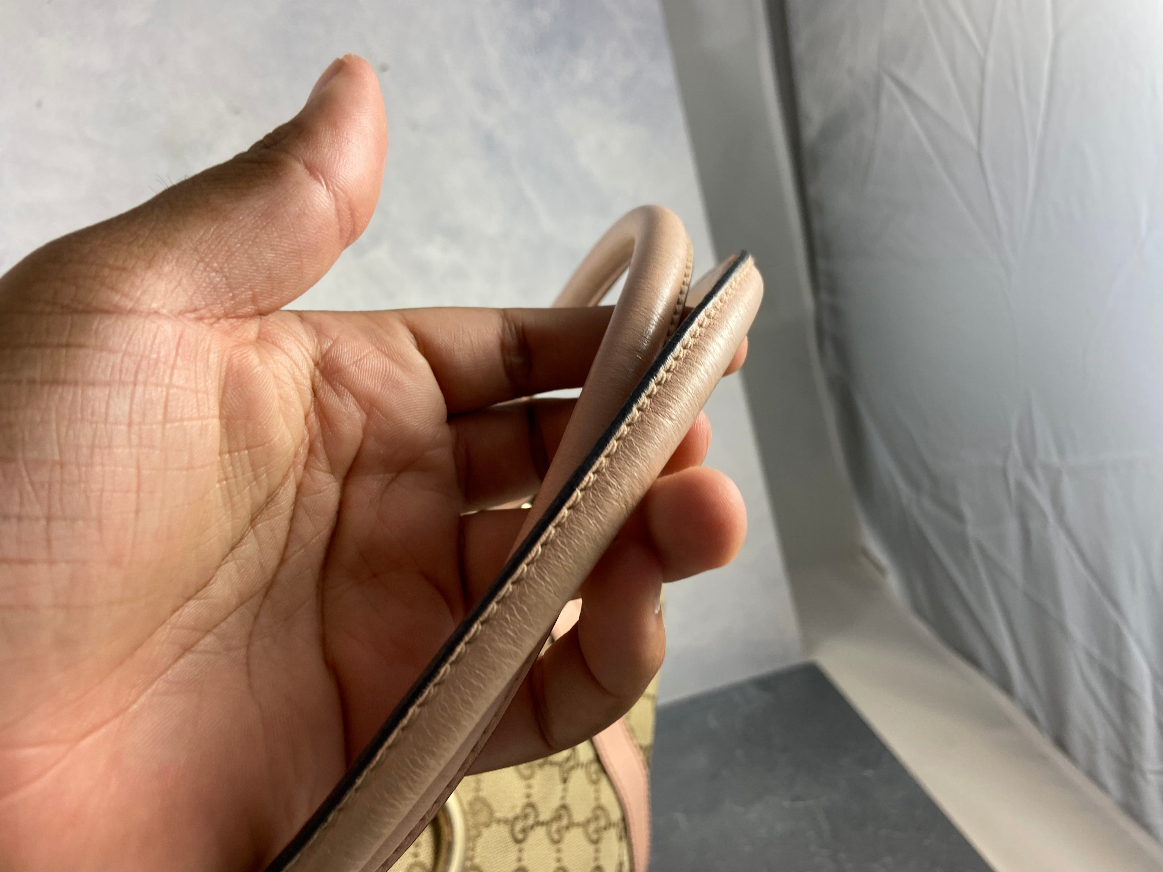 Gucci Handbag Beige GG Monogram + Pink Leather