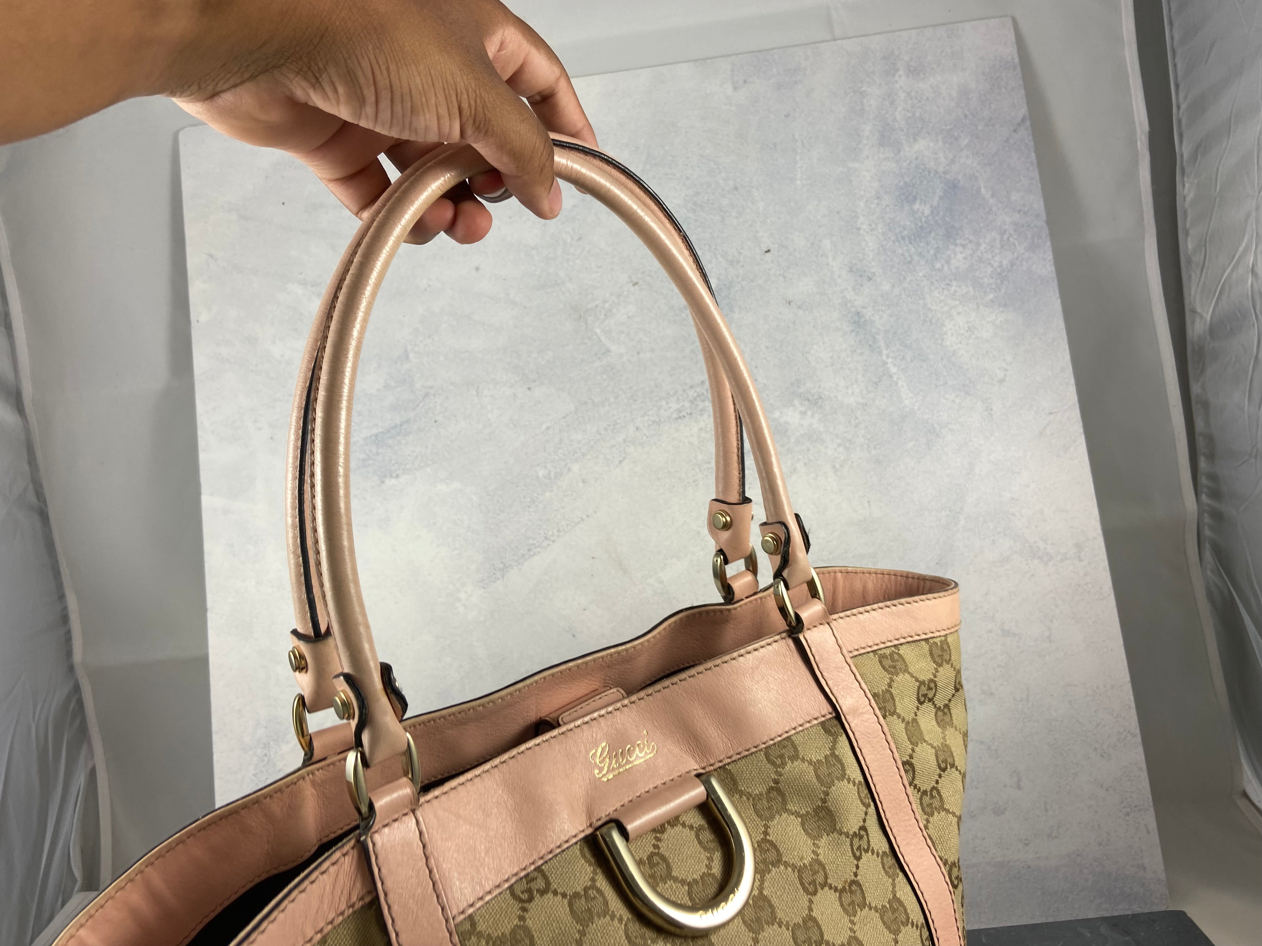 Gucci Handbag Beige GG Monogram + Pink Leather
