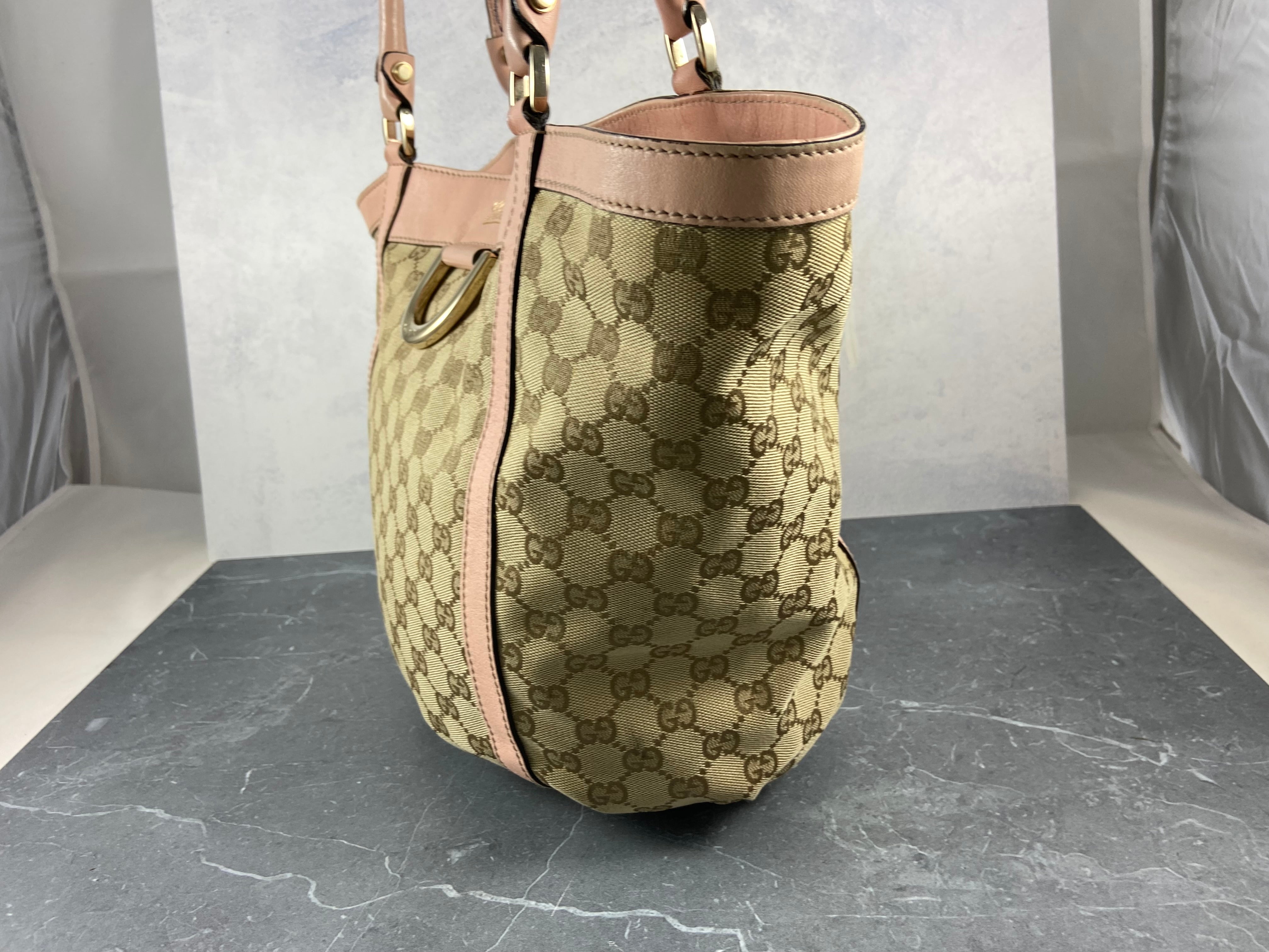 Gucci Handbag Beige GG Monogram + Pink Leather