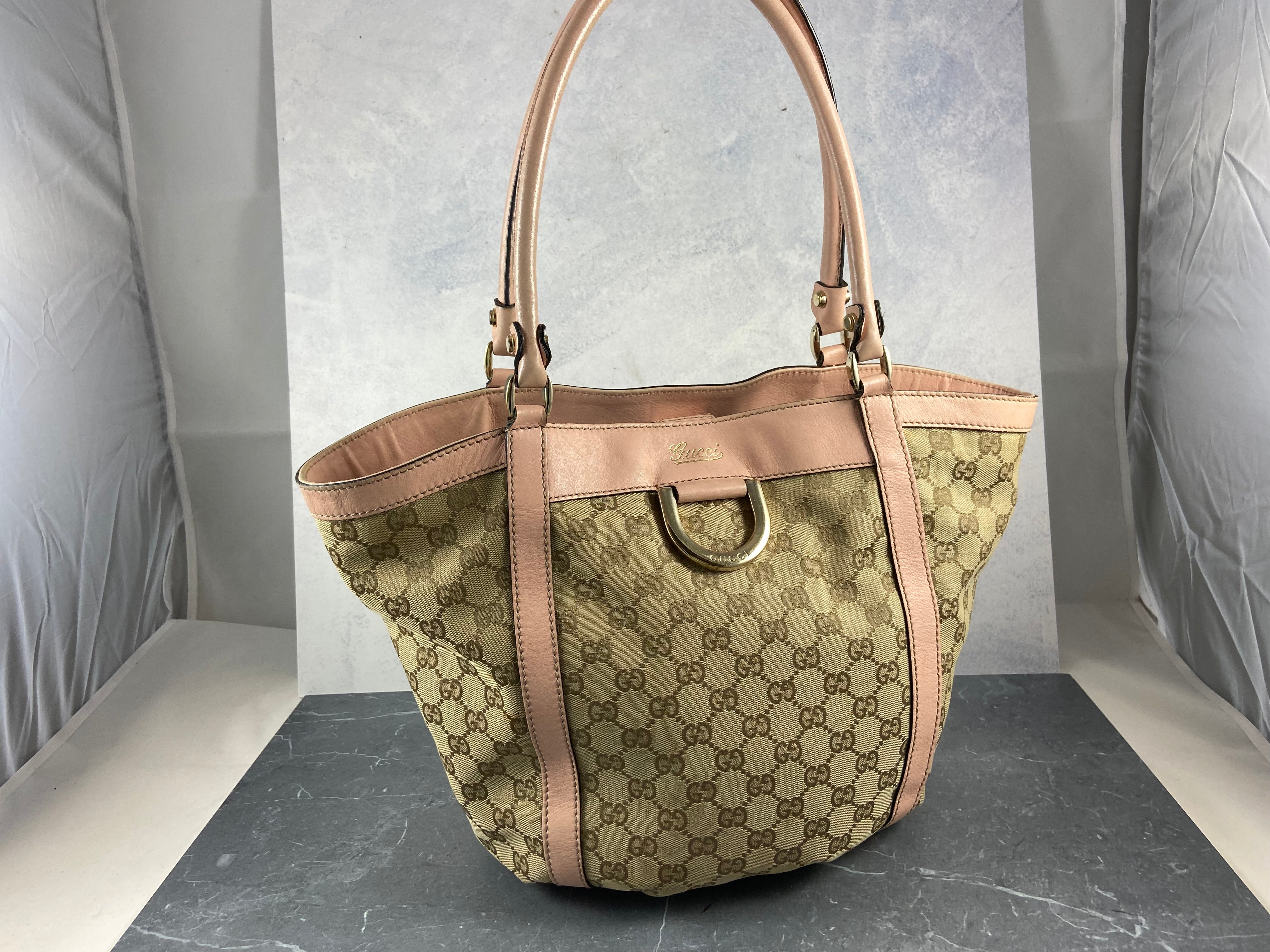 Gucci Handbag Beige GG Monogram + Pink Leather