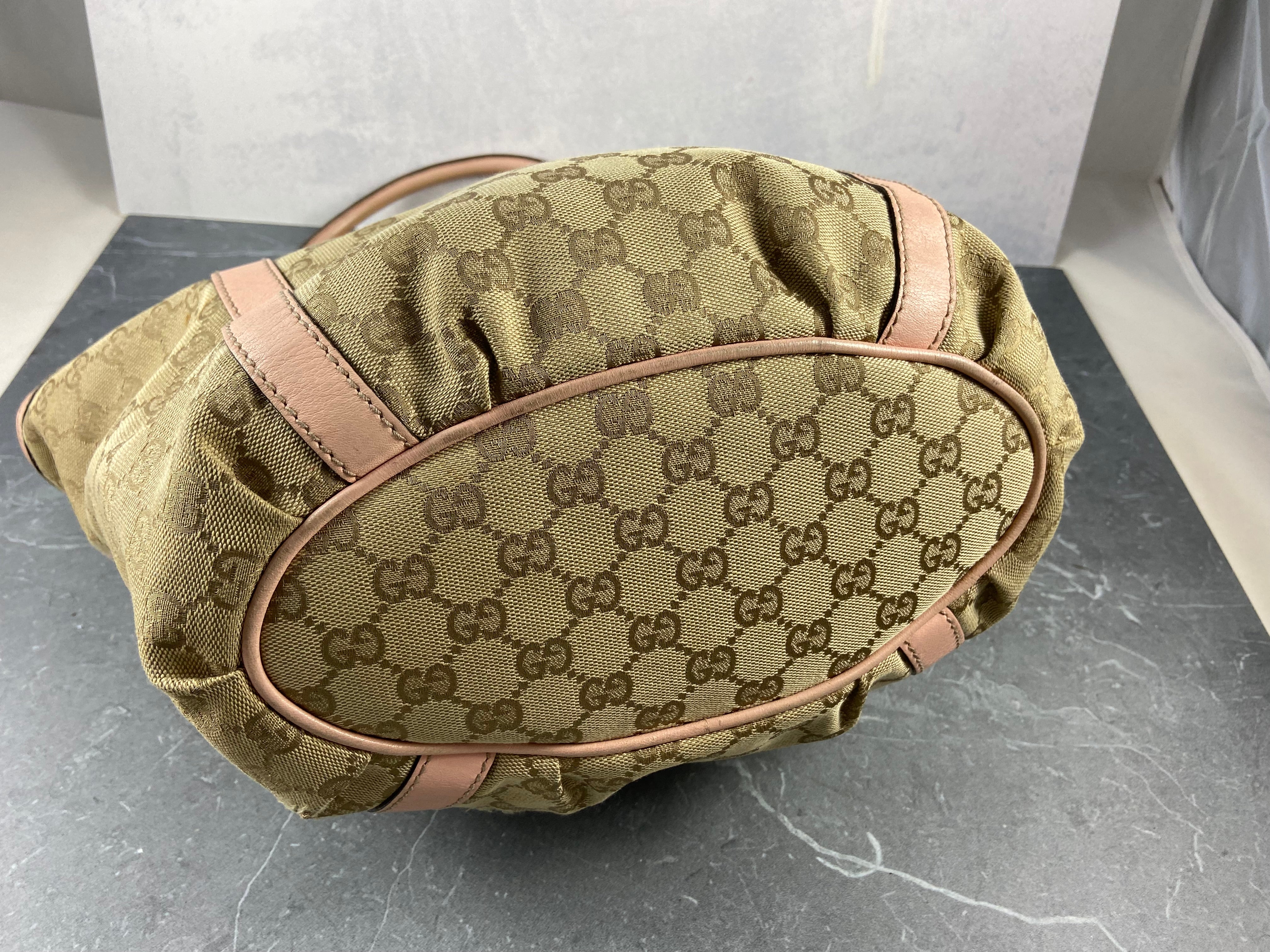 Gucci Handbag Beige GG Monogram + Pink Leather