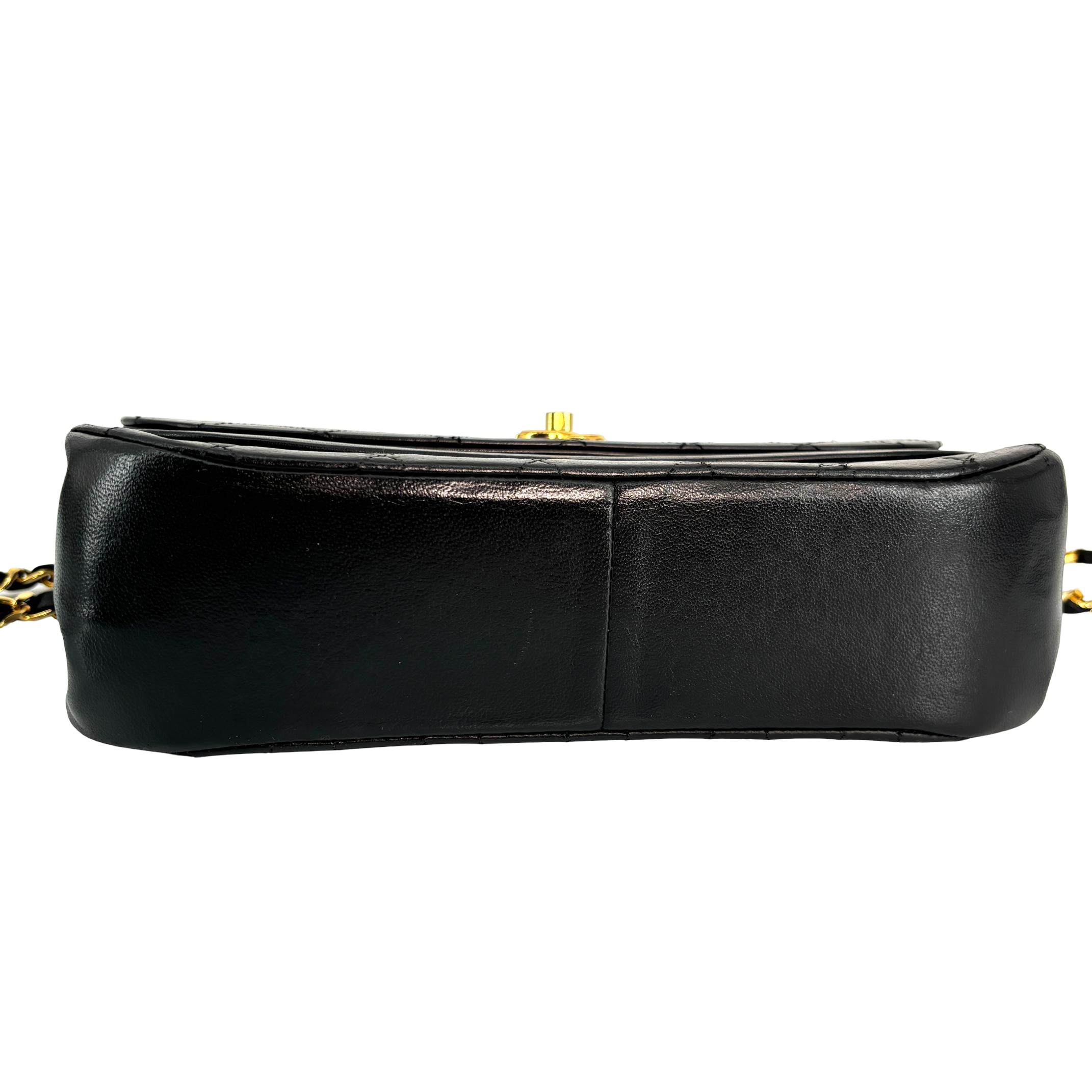 Chanel Half-Moon Double Flap Bag Black Matelassé Leather