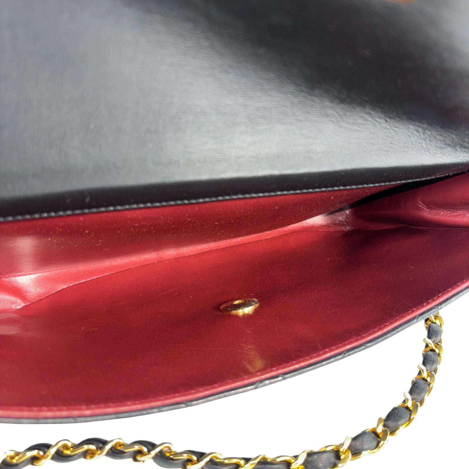 Chanel Half-Moon Double Flap Bag Black Matelassé Leather