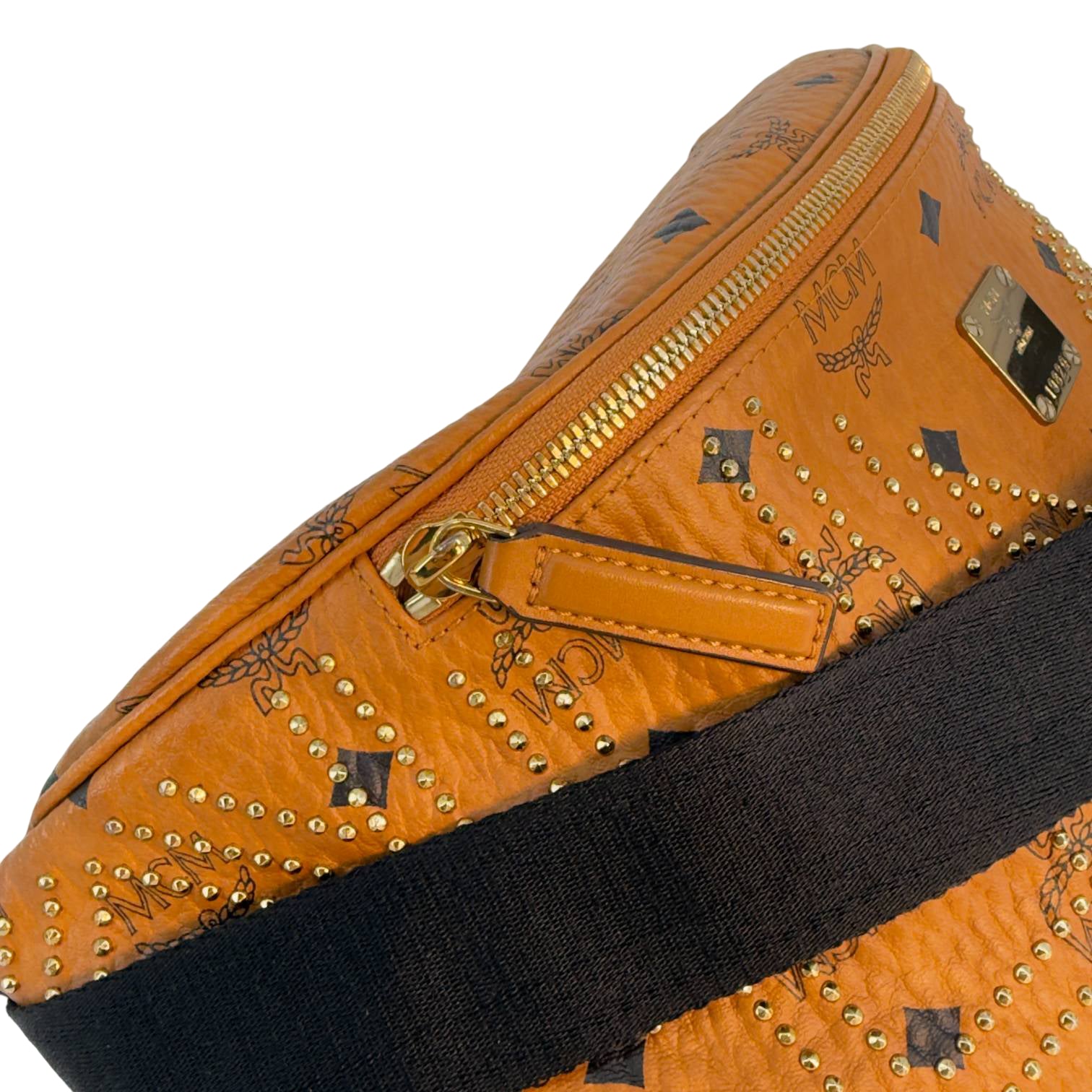 MCM Studded Fursten Bum Bag Braun Visetos Monogram