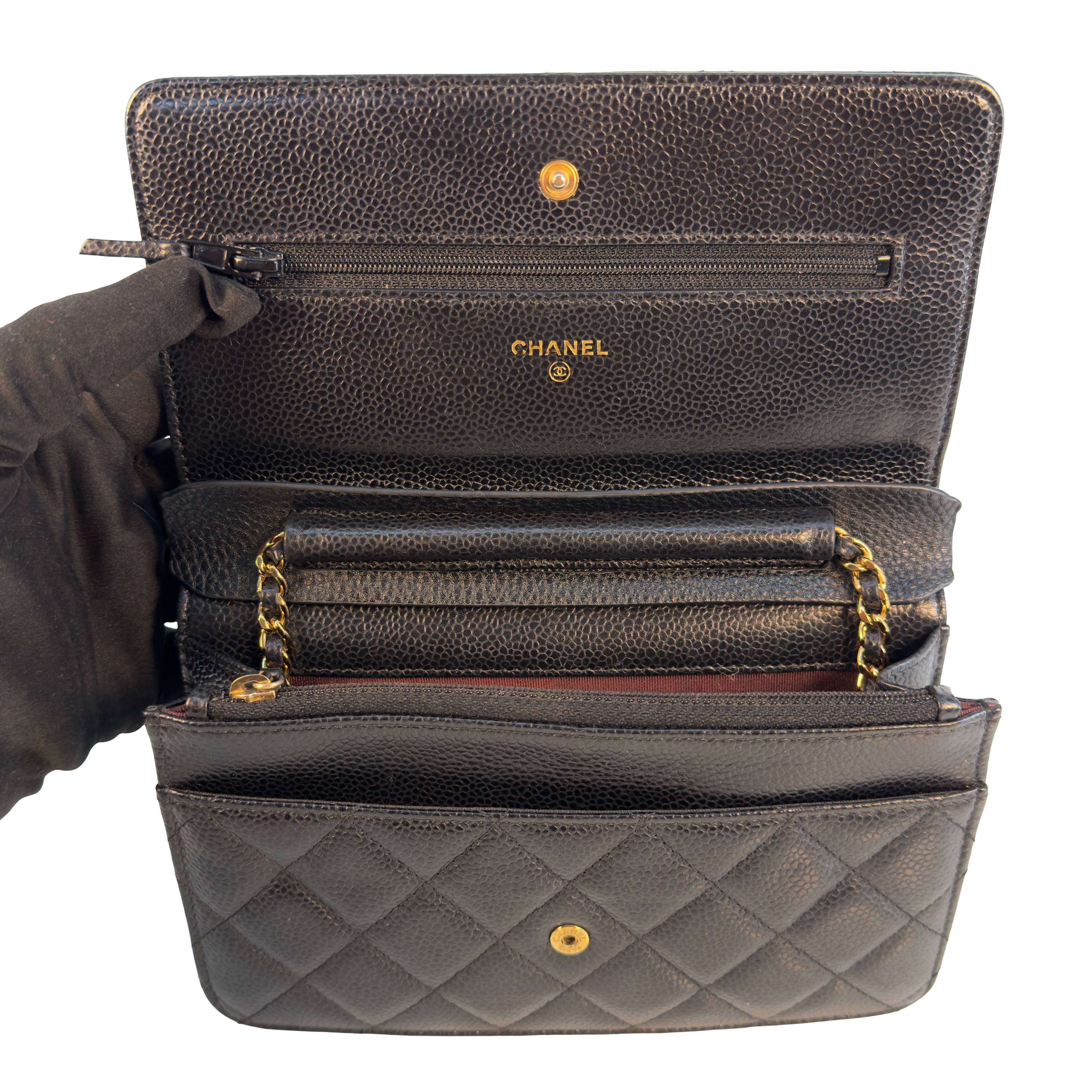 Chanel Wallet on Chain WOC Schwarz Caviar Leder
