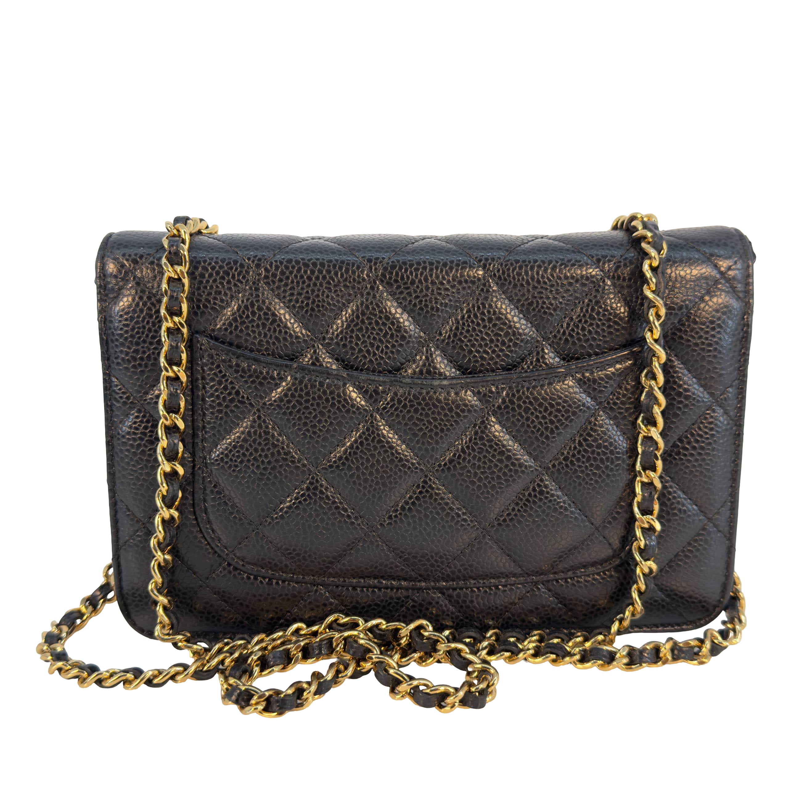 Chanel Wallet on Chain WOC Schwarz Caviar Leder
