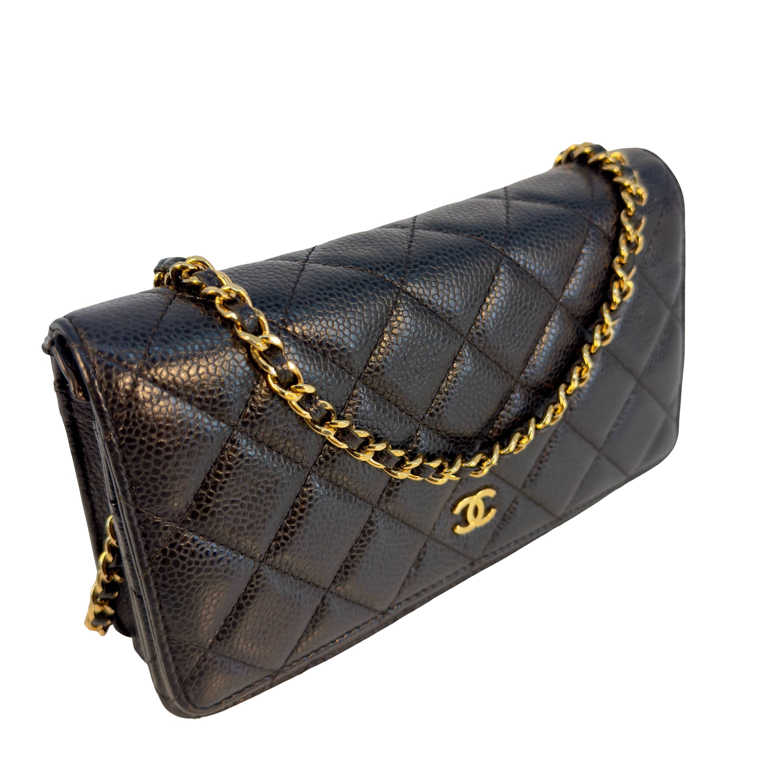 Chanel Wallet on Chain WOC Schwarz Caviar Leder
