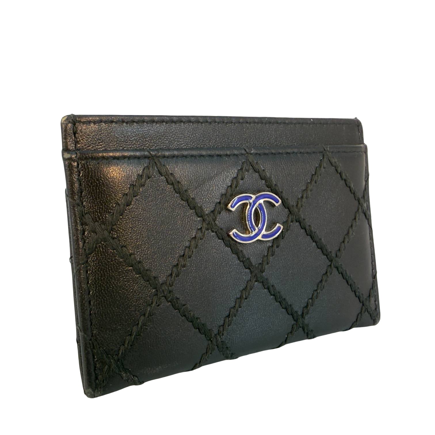 Chanel Matelassé Cardholder Schwarz Leder