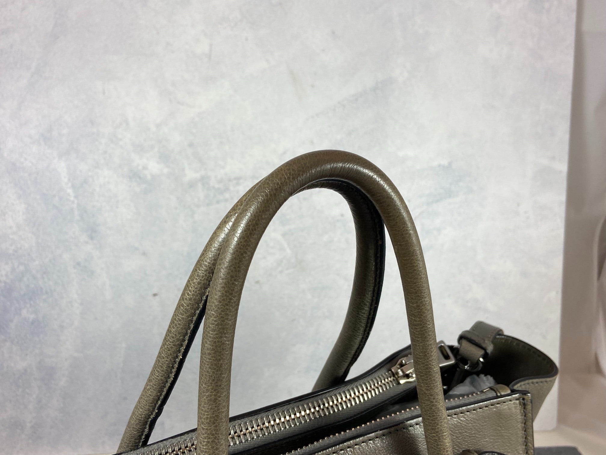 Prada Twin Zip Hand / Shoulder Bag Grey Leather