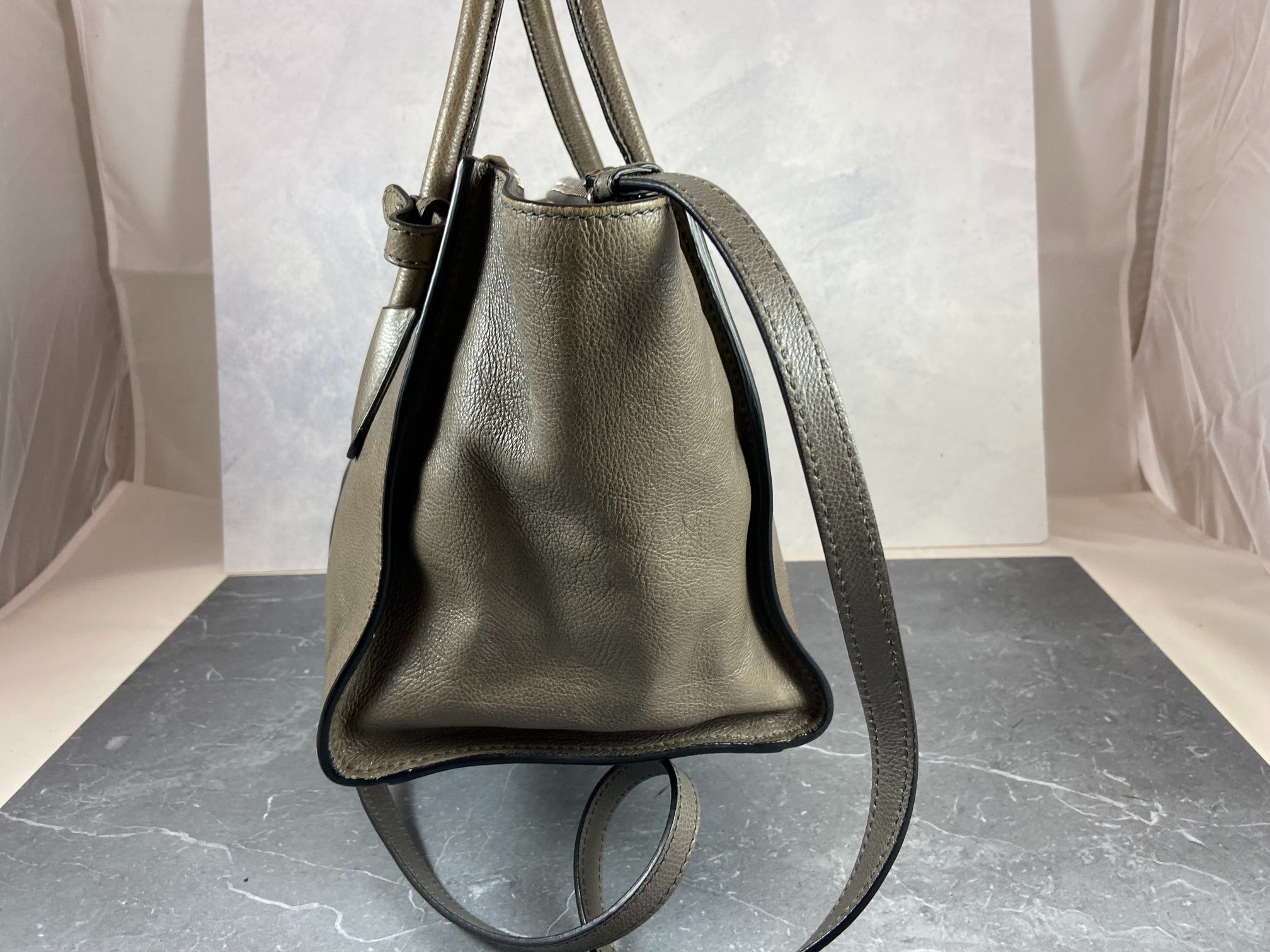 Prada Twin Zip Hand / Shoulder Bag Grey Leather