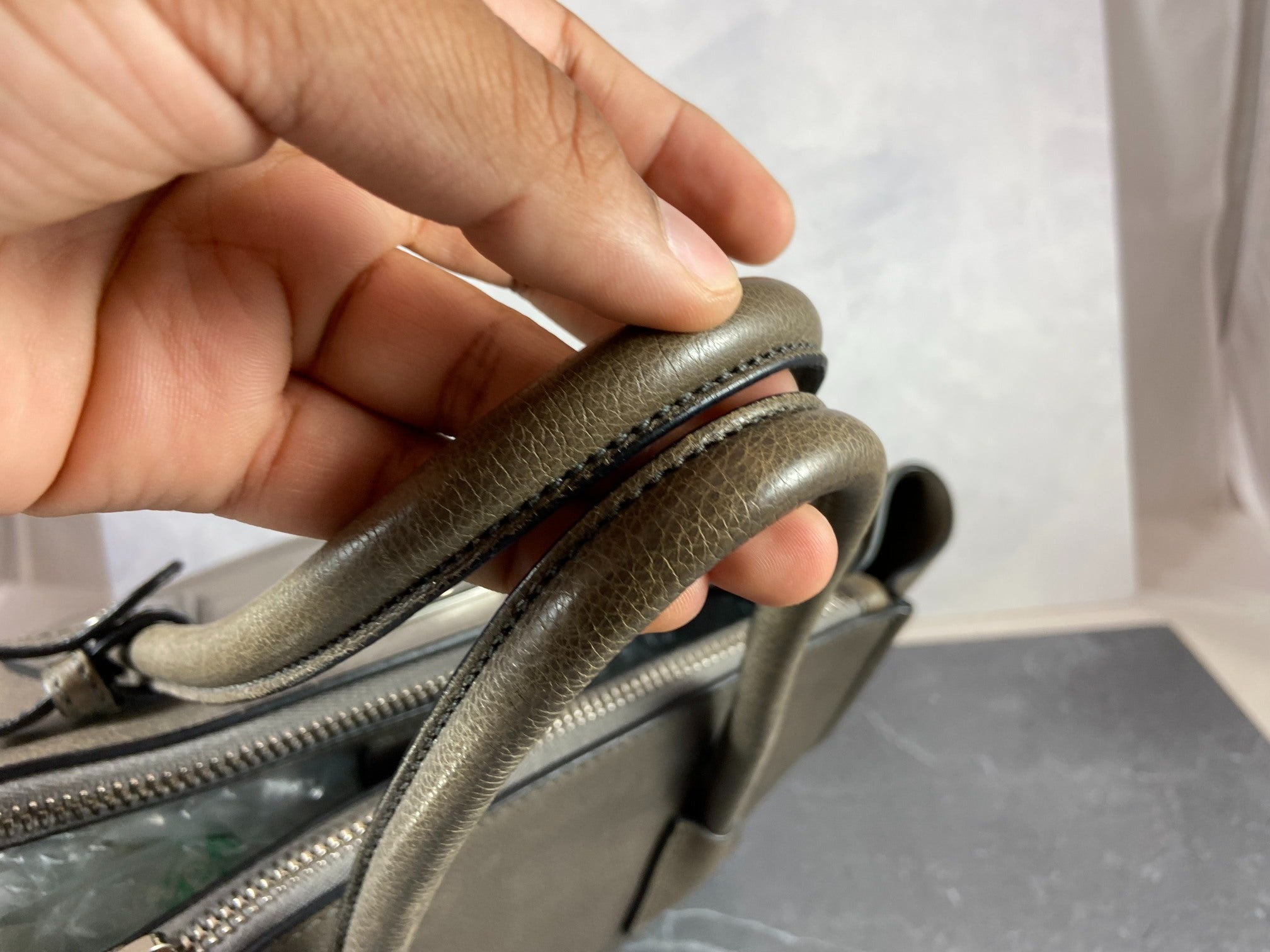 Prada Twin Zip Hand / Shoulder Bag Grey Leather