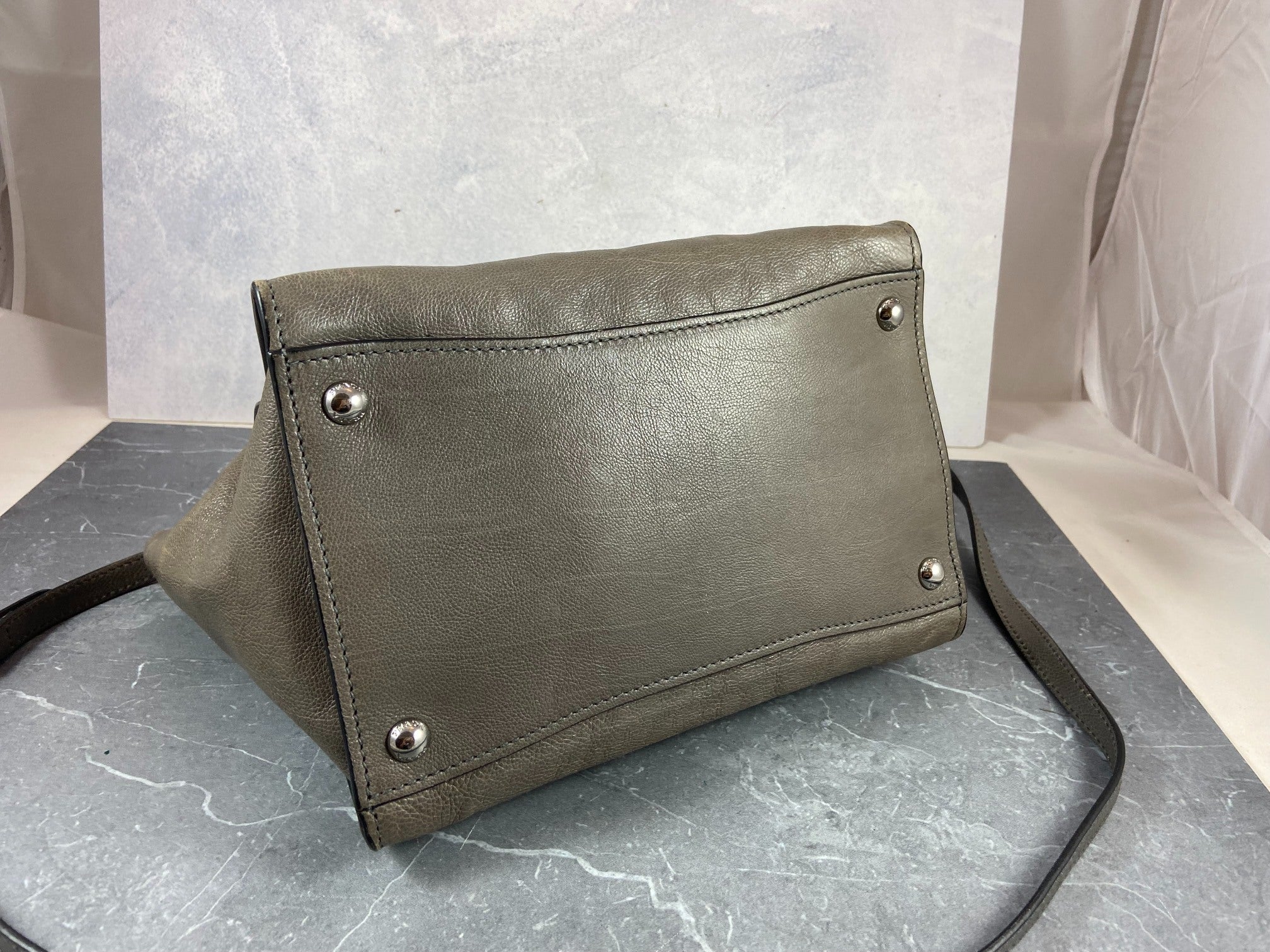 Prada Twin Zip Hand / Shoulder Bag Grey Leather