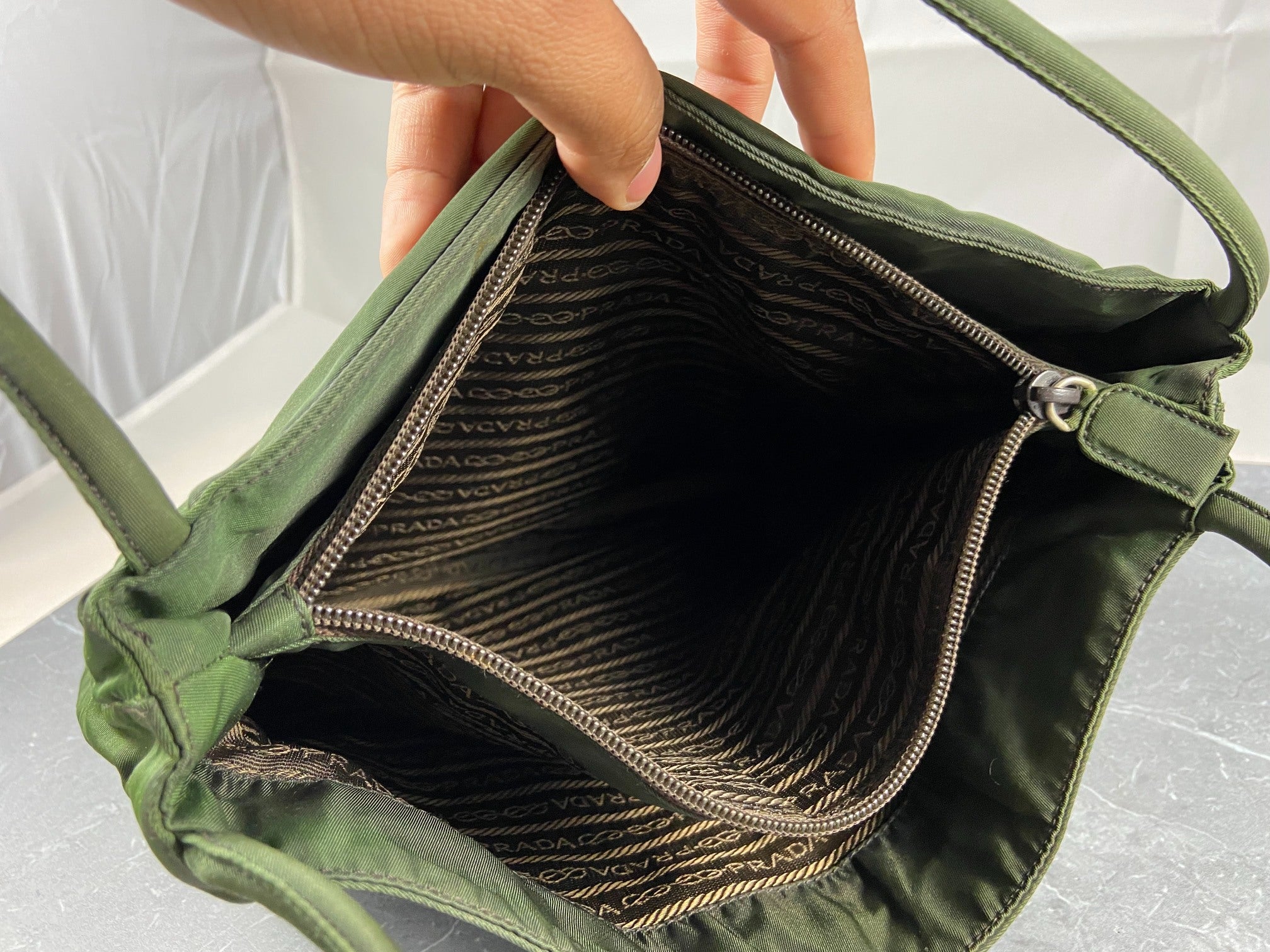 Prada Tessuto Nylon Hand / Tote Bag Green