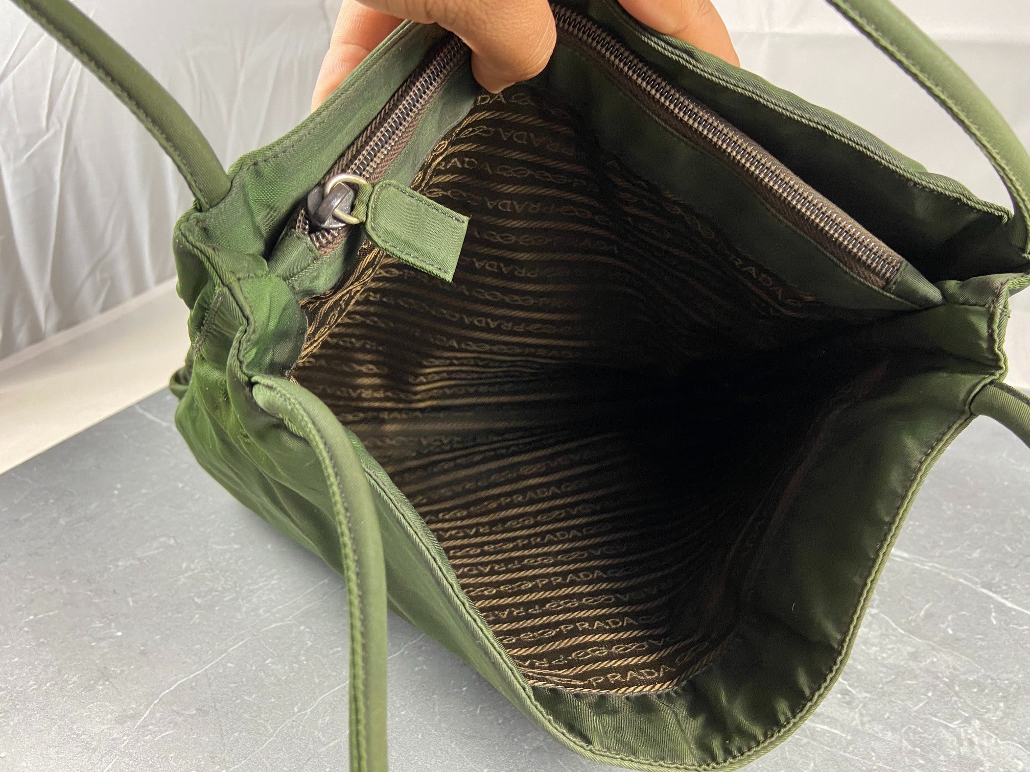 Prada Tessuto Nylon Hand / Tote Bag Green