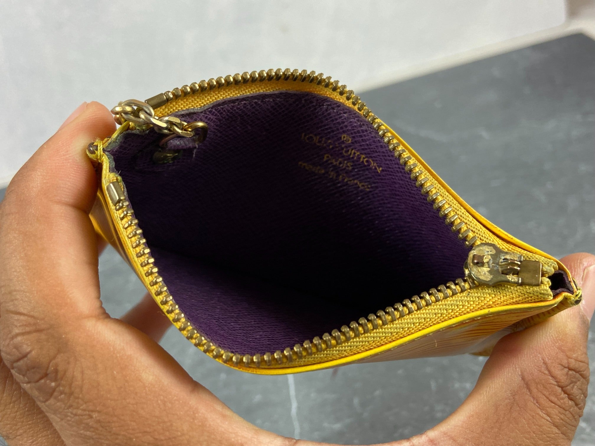 Louis Vuitton Pochette Cles Key Pouch Yellow Epi Leather