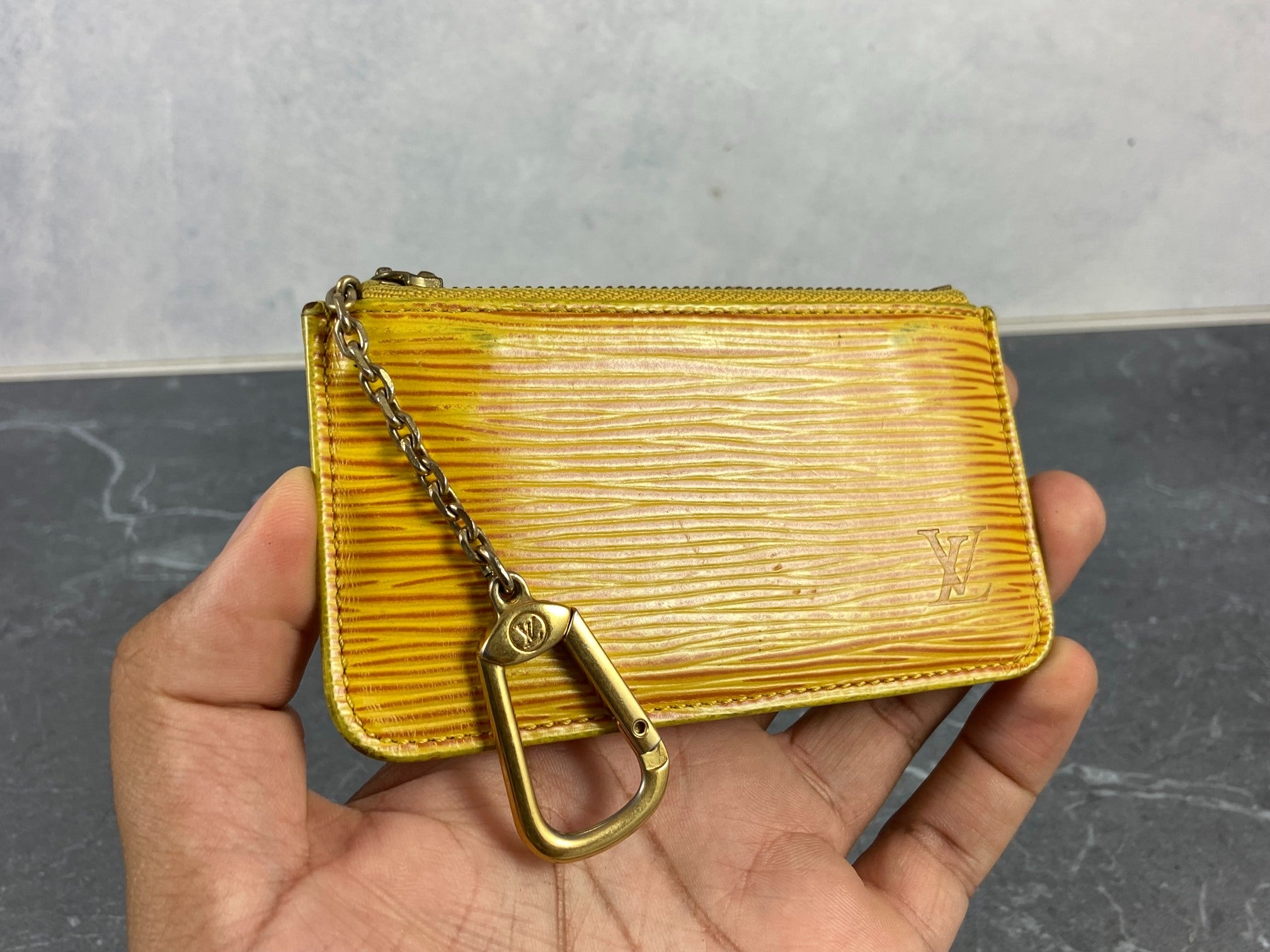 Louis Vuitton Pochette Cles Key Pouch Yellow Epi Leather