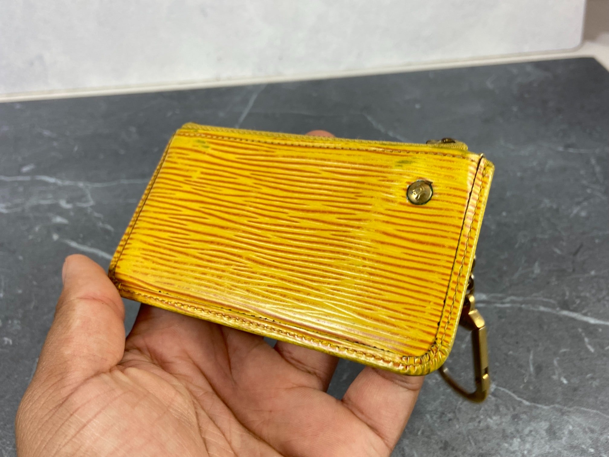 Louis Vuitton Pochette Cles Key Pouch Yellow Epi Leather