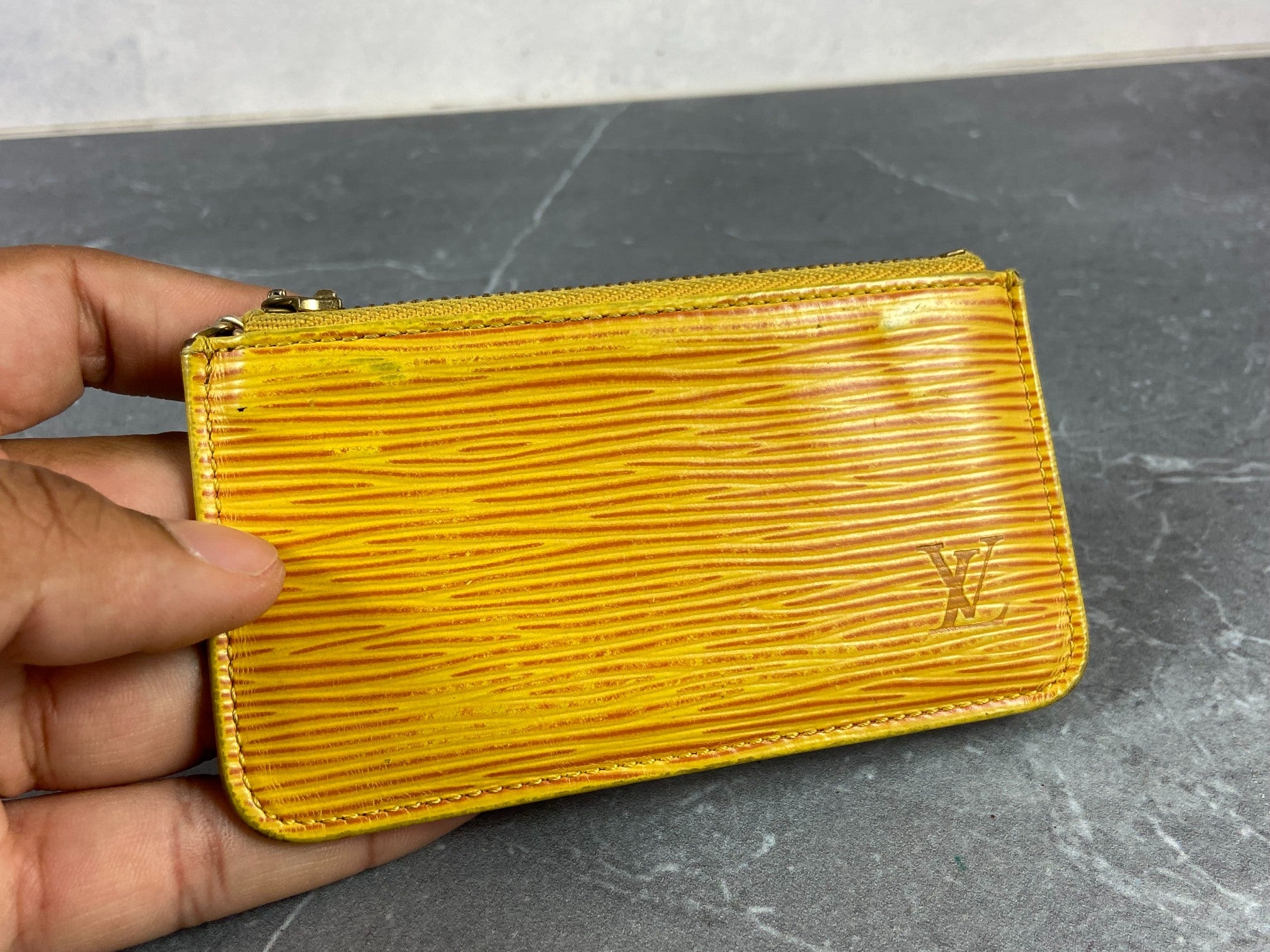 Louis Vuitton Pochette Cles Key Pouch Yellow Epi Leather