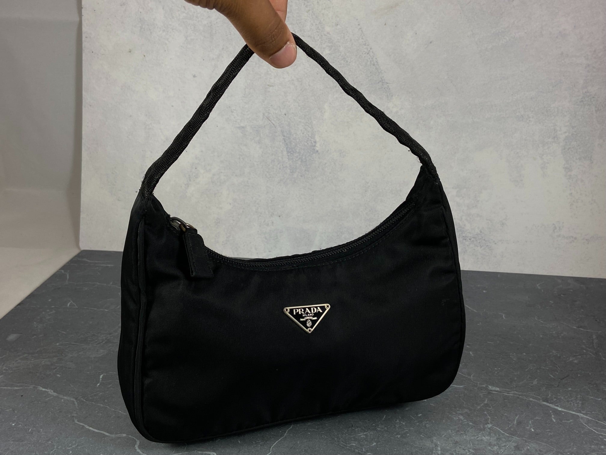 Prada Tessuto Hobo Mini Bag / Pochette Black