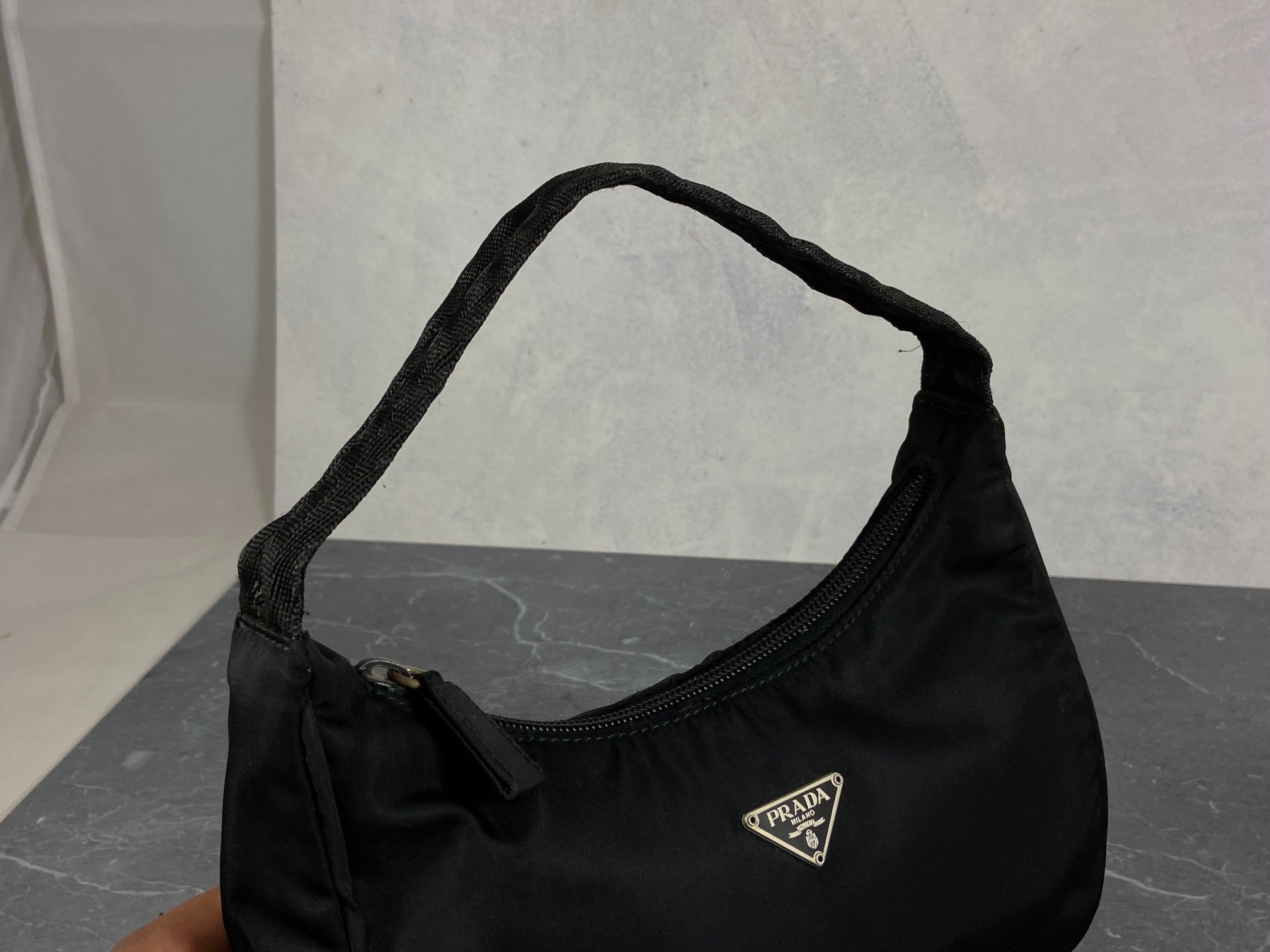Prada Tessuto Hobo Mini Bag / Pochette Black