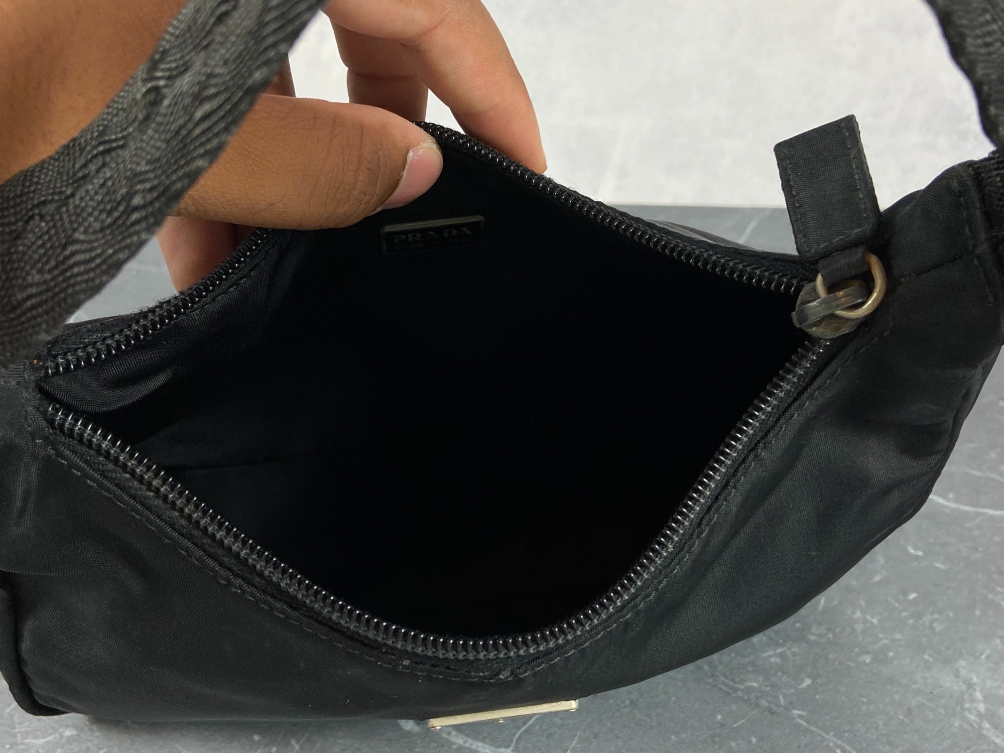 Prada Tessuto Hobo Mini Bag / Pochette Black